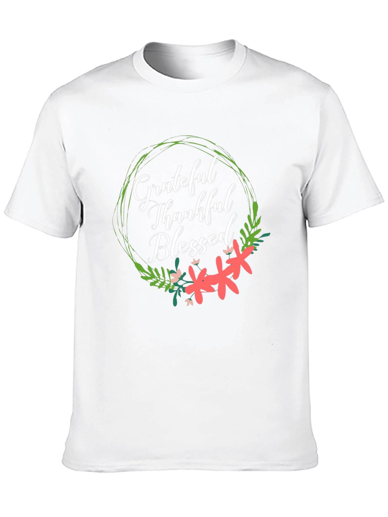 Grateful Thankful Blessed Floral T-Shirt