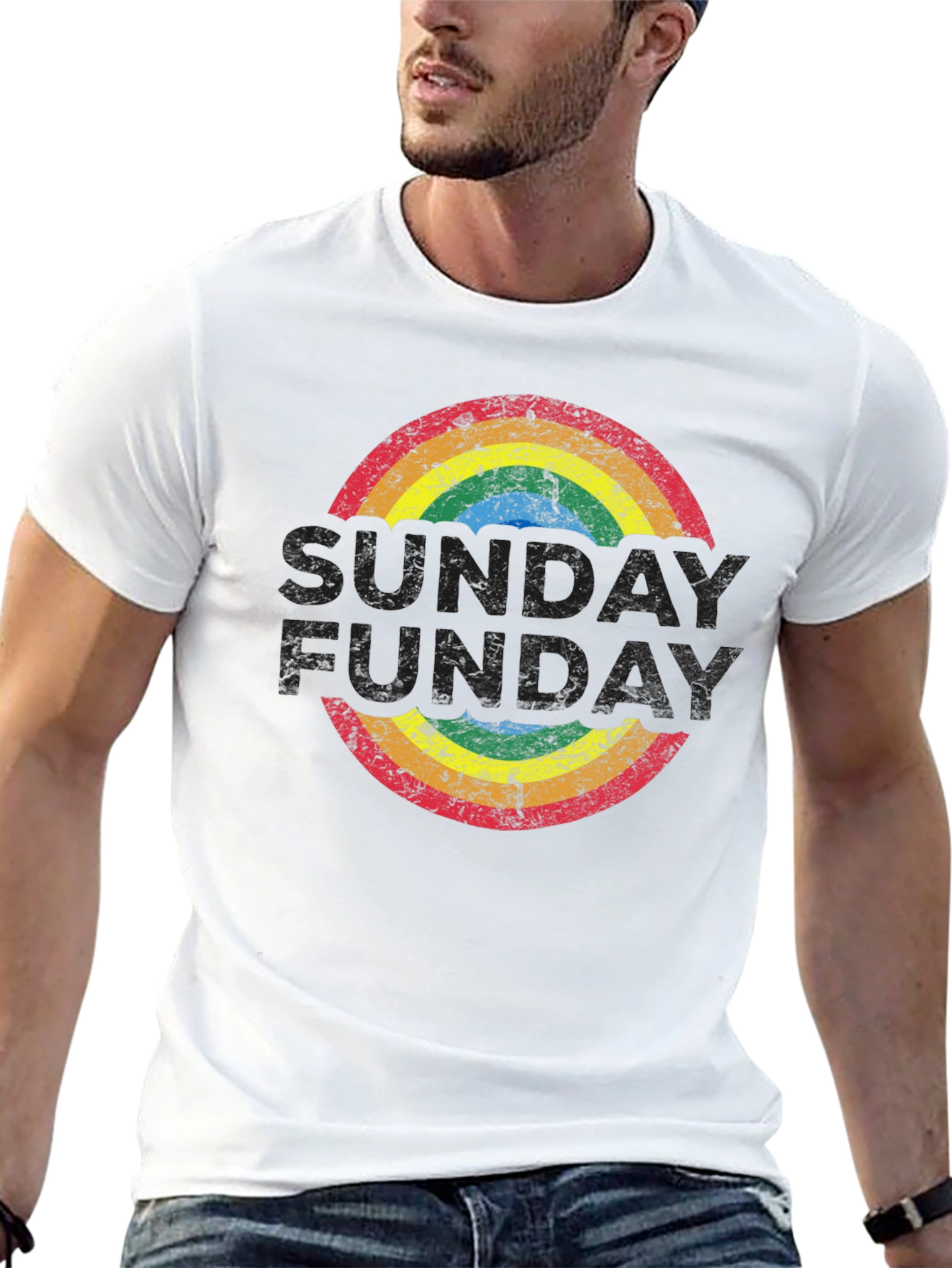 Retro Rainbow T-Shirt: Groovy Fun-Day Design