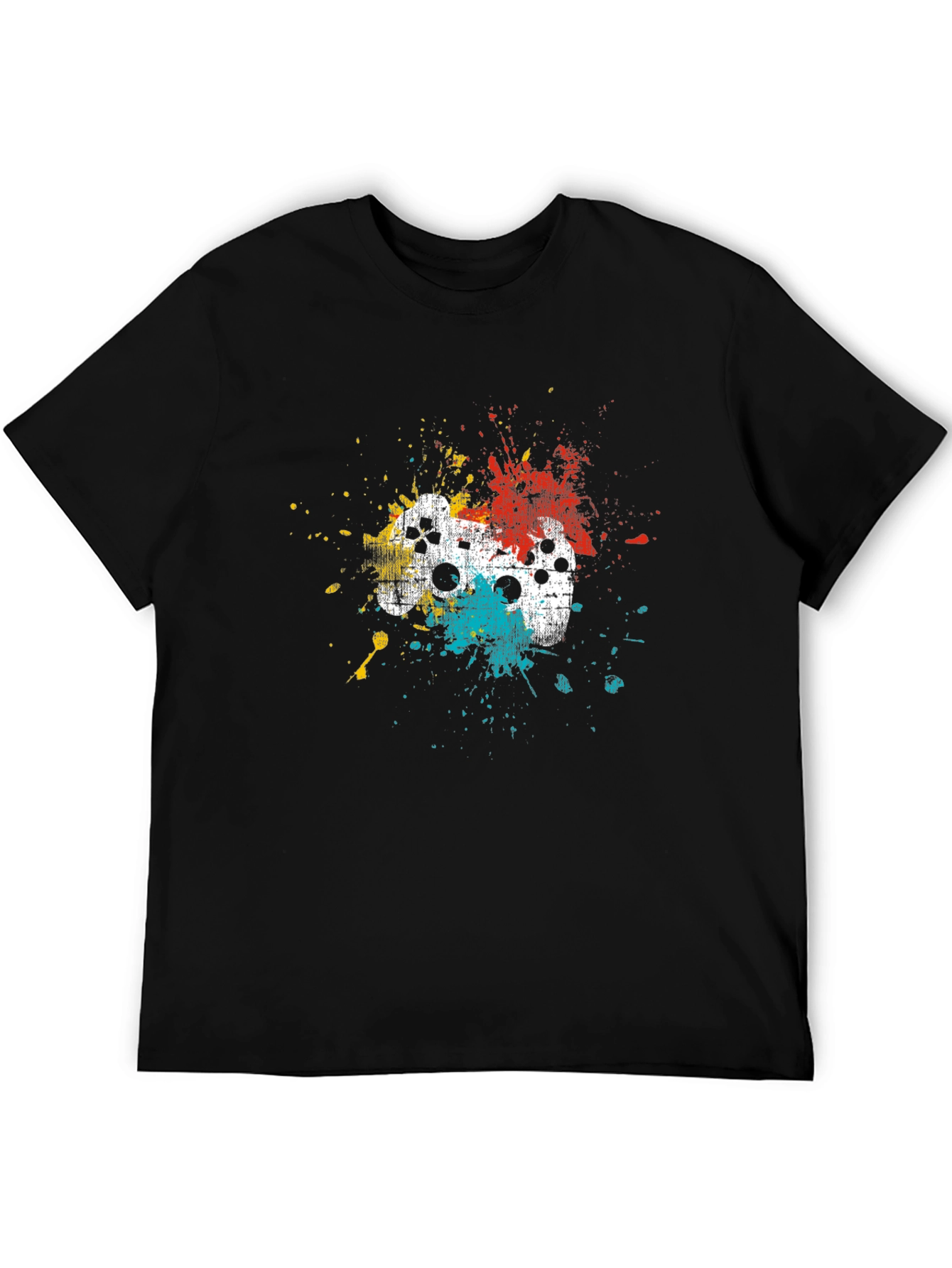 Gamer Controller Splatter Graphic T-Shirt - Black