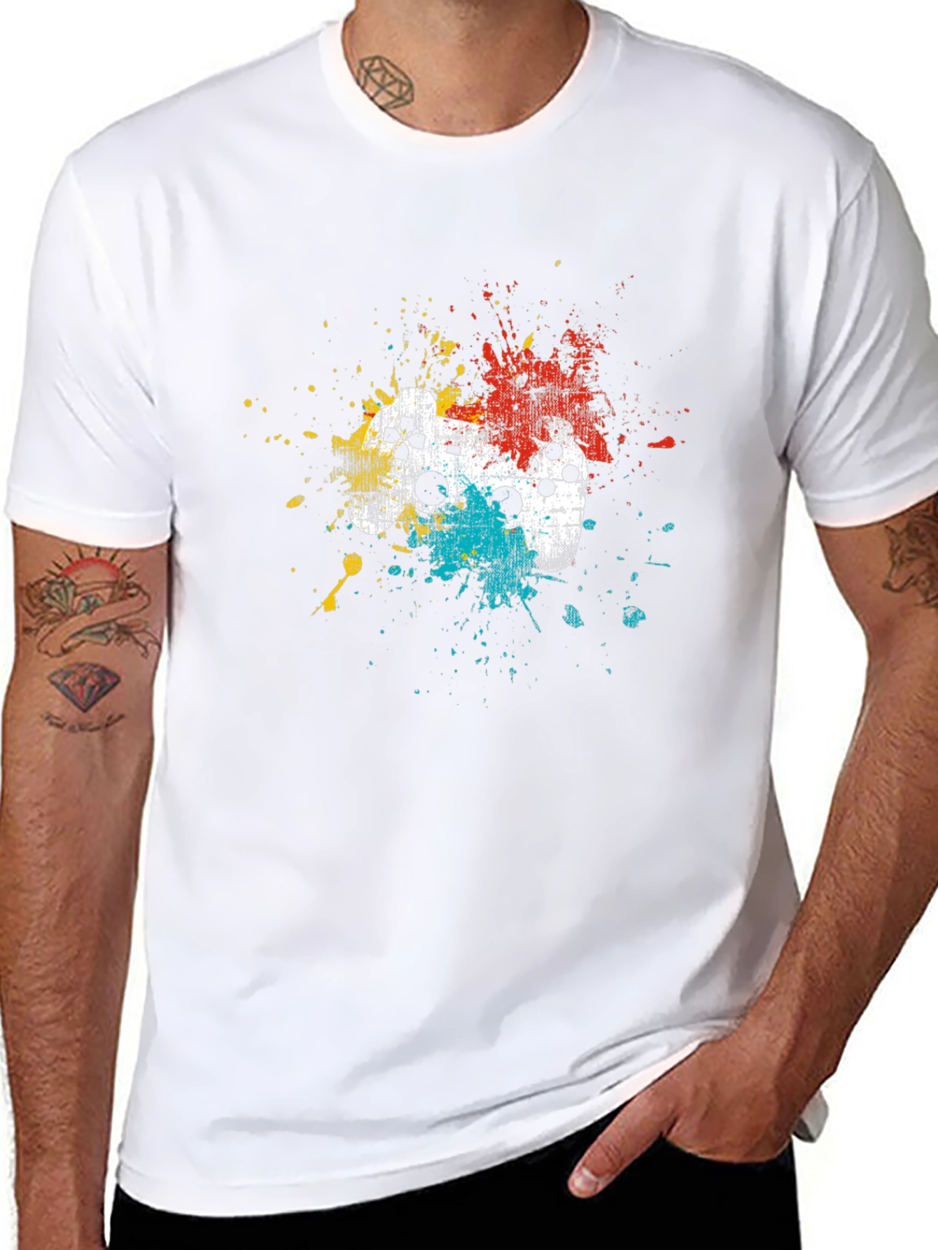 Gamer Controller Splatter Graphic T-Shirt - Black