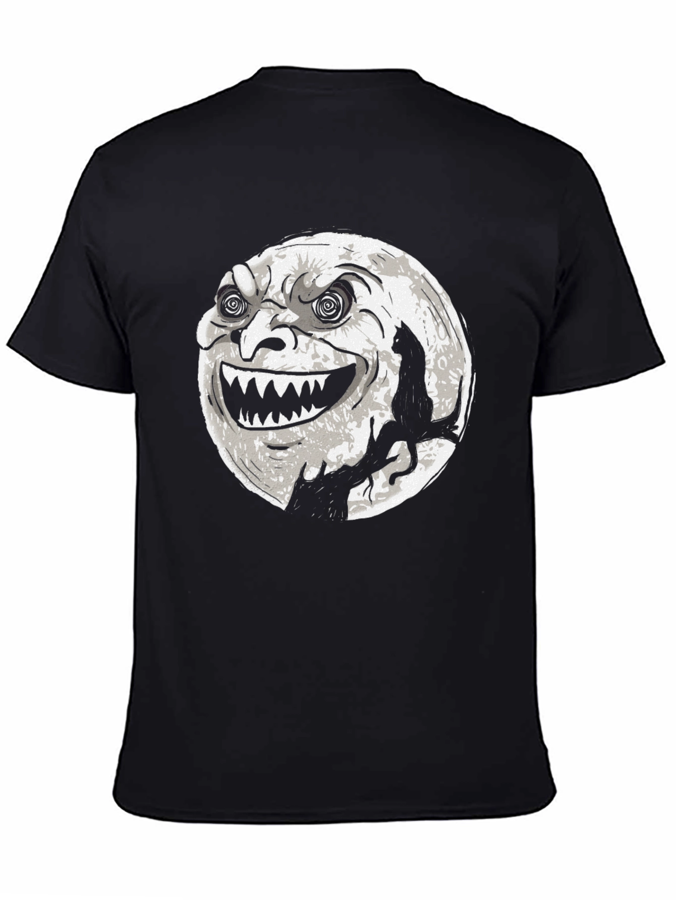 Spooky Moon Cat Graphic Tee - Halloween Shirt
