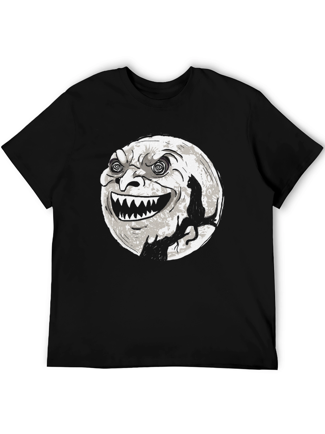 Spooky Moon Cat Graphic Tee - Halloween Shirt