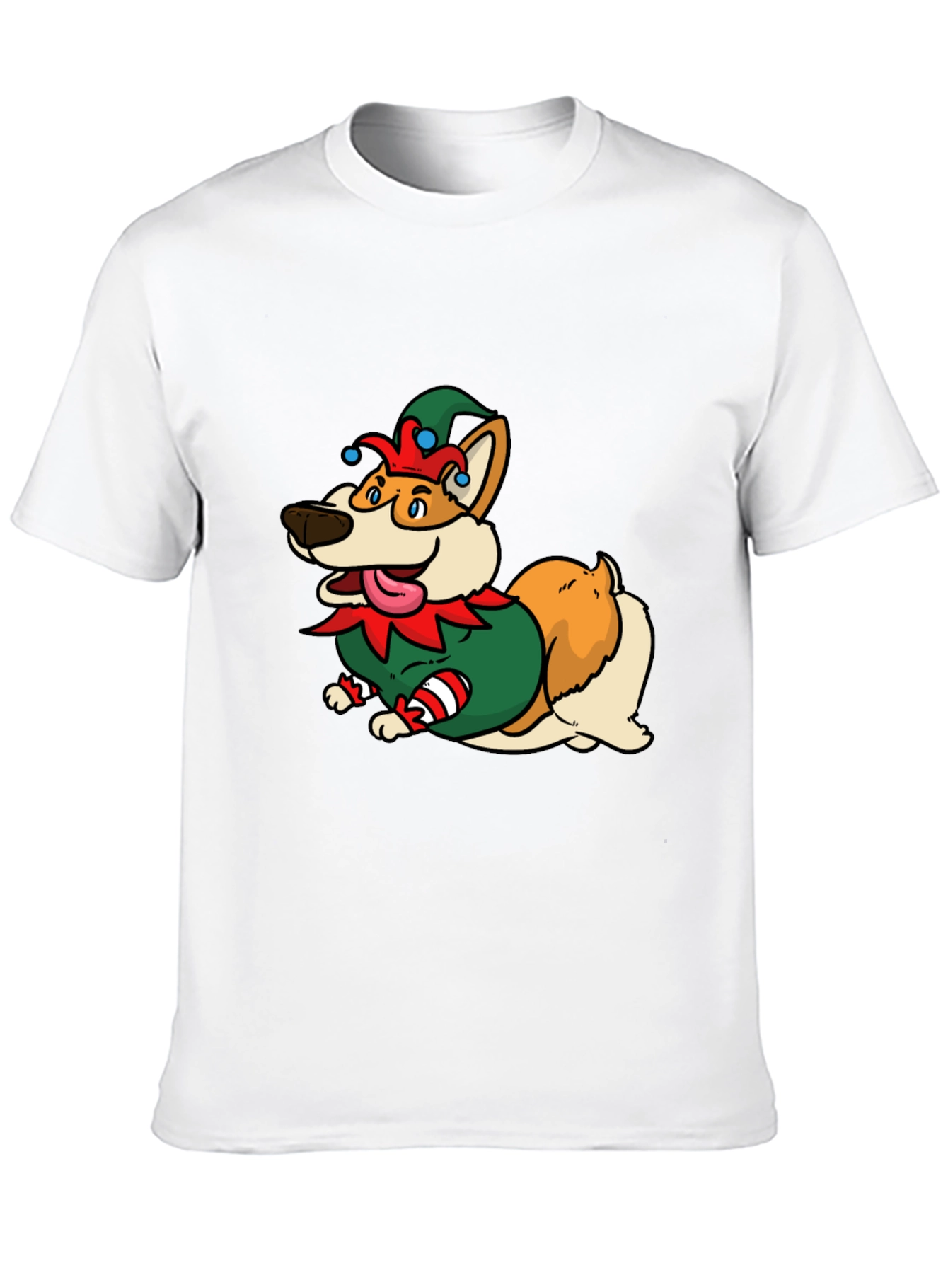Festive Corgi Elf Graphic Tee