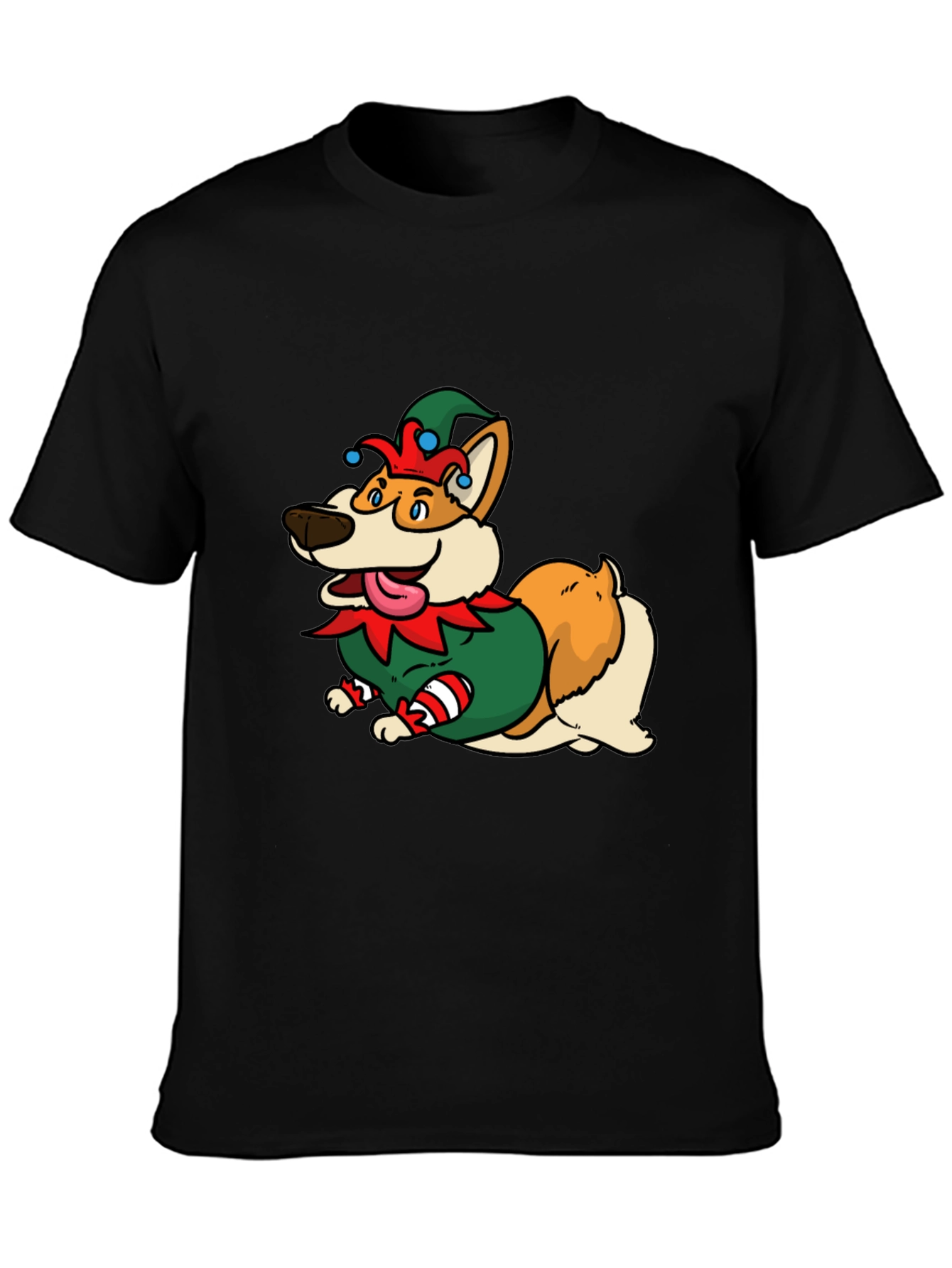 Festive Corgi Elf Graphic Tee