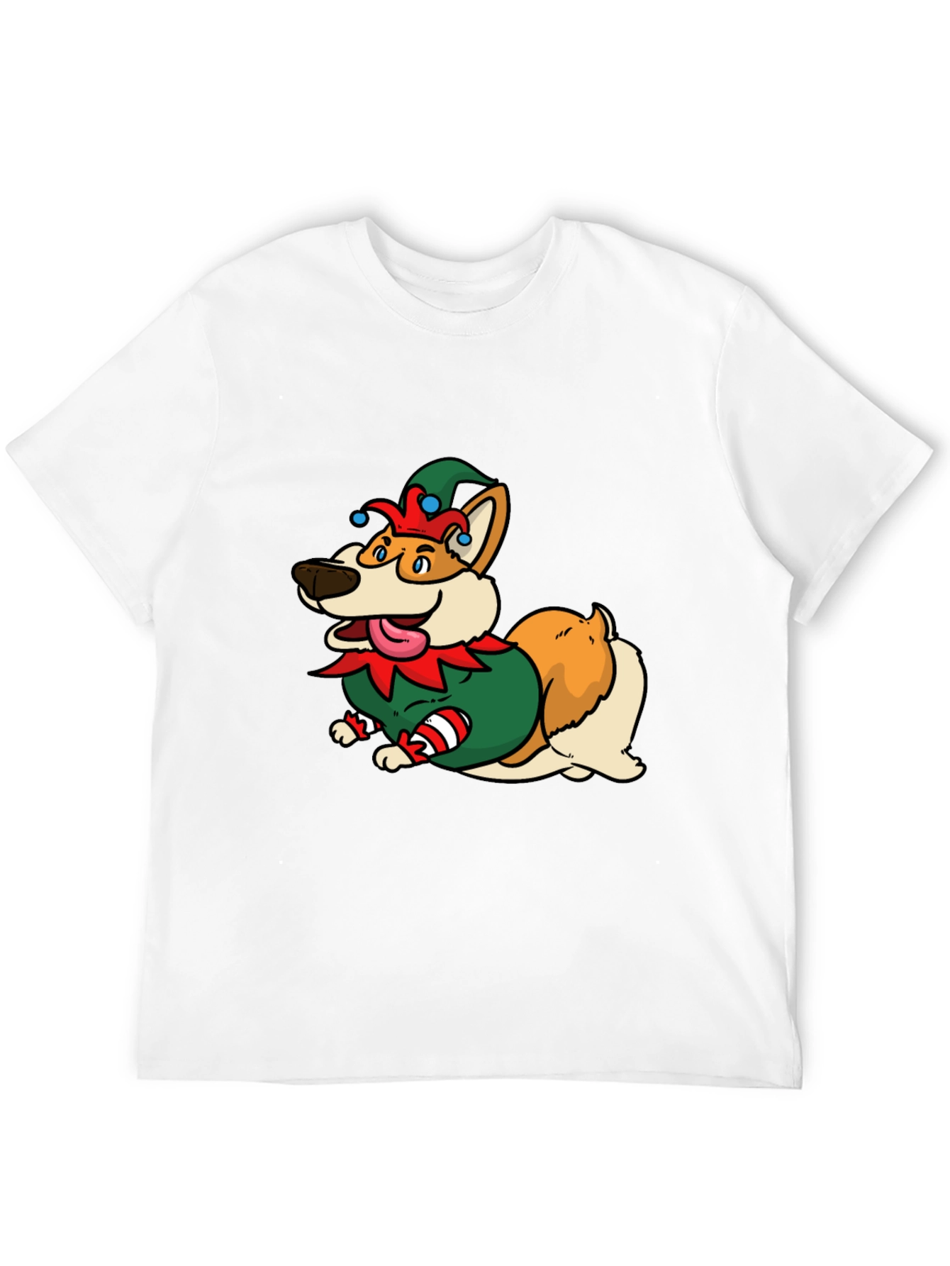 Festive Corgi Elf Graphic Tee