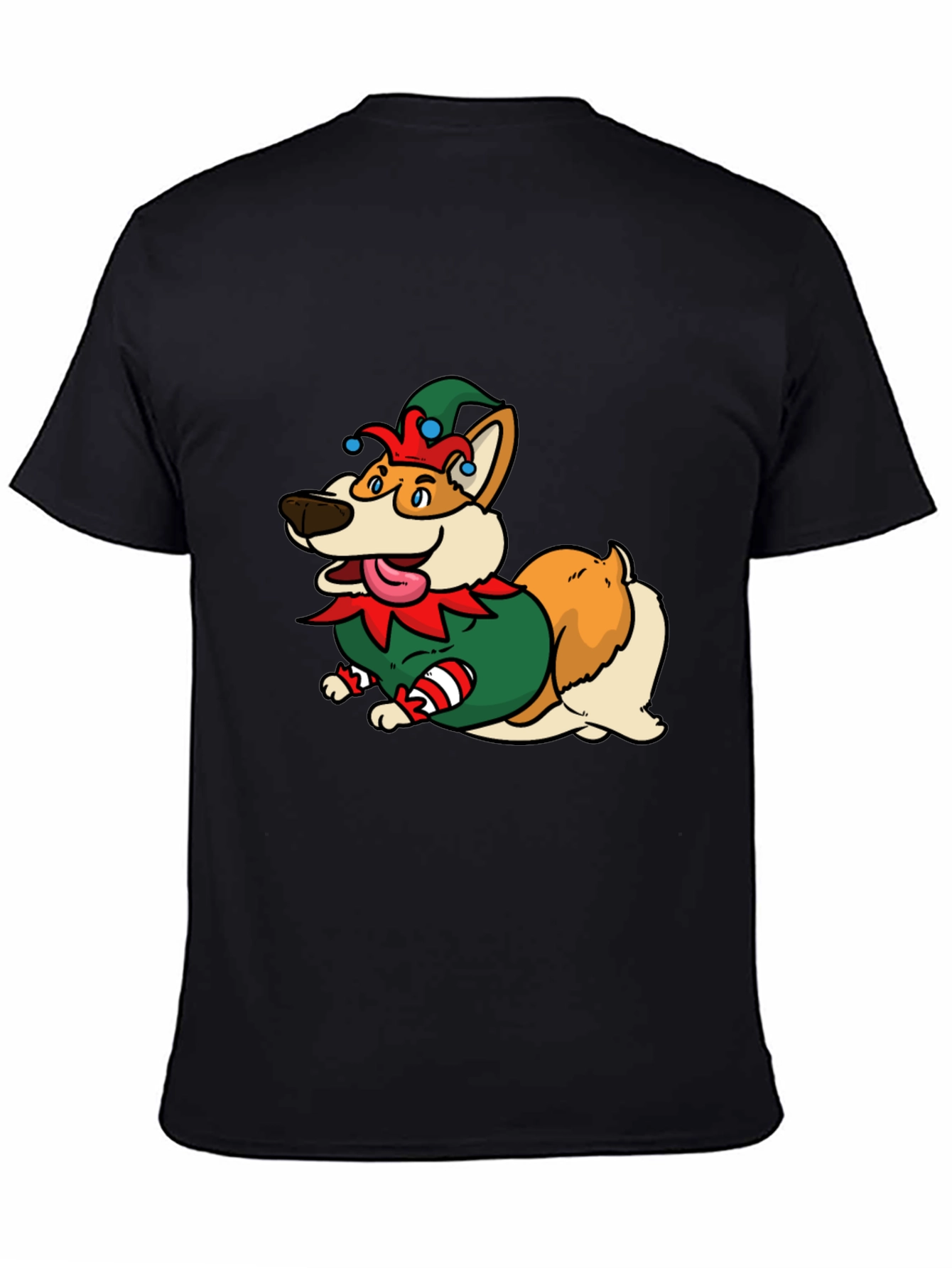 Festive Corgi Elf Graphic Tee