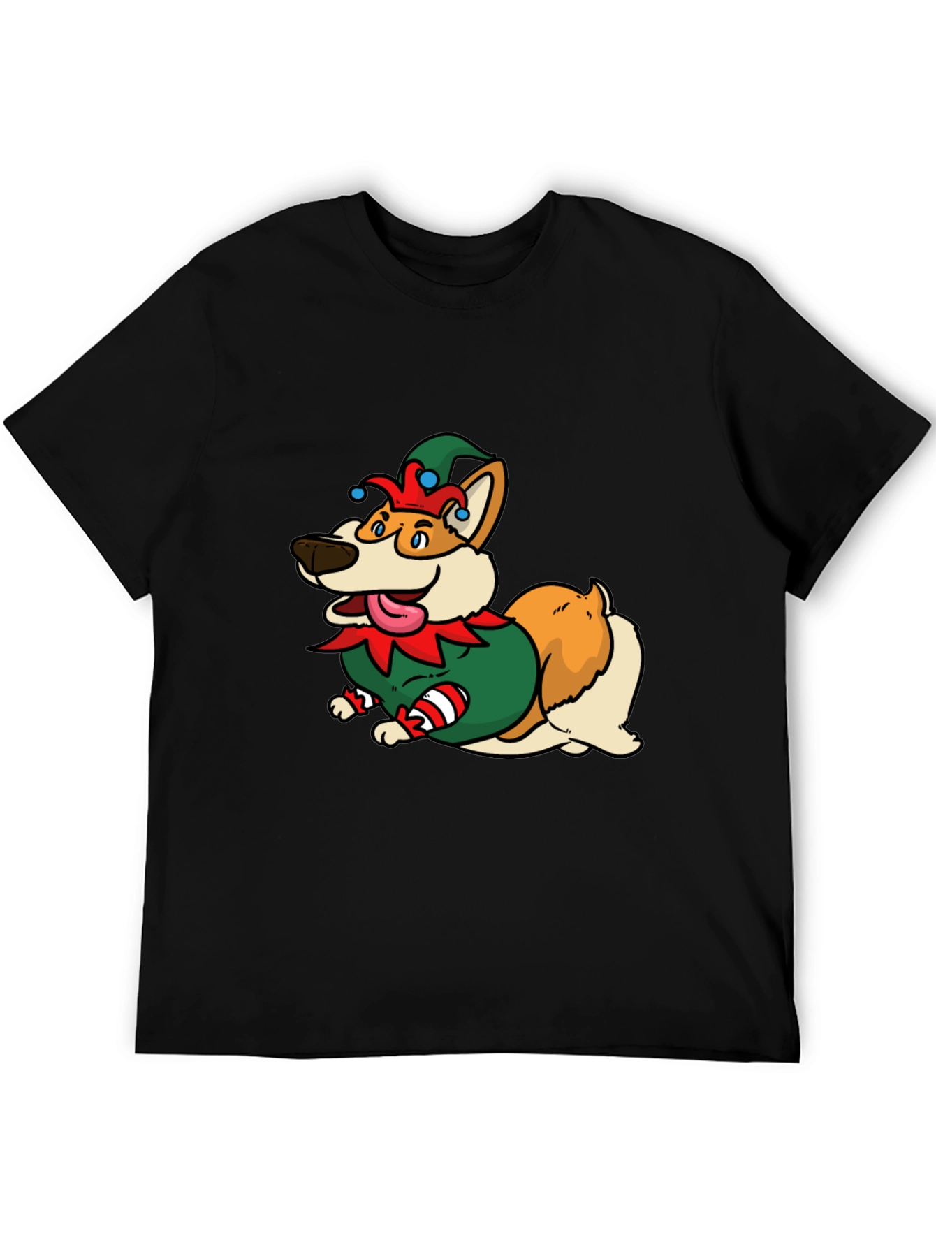 Festive Corgi Elf Graphic Tee