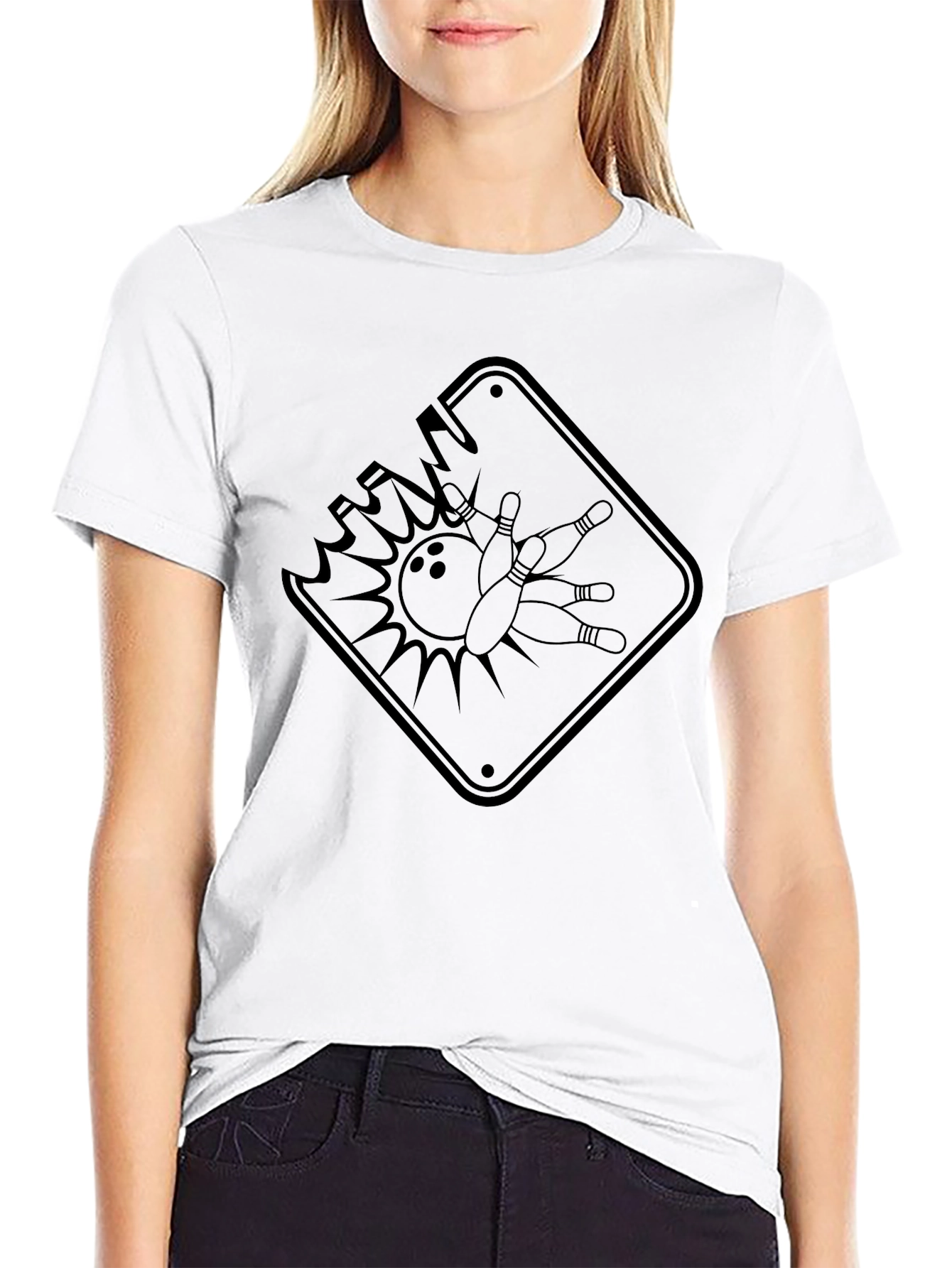 Bowling Strike Graphic Tee - Black