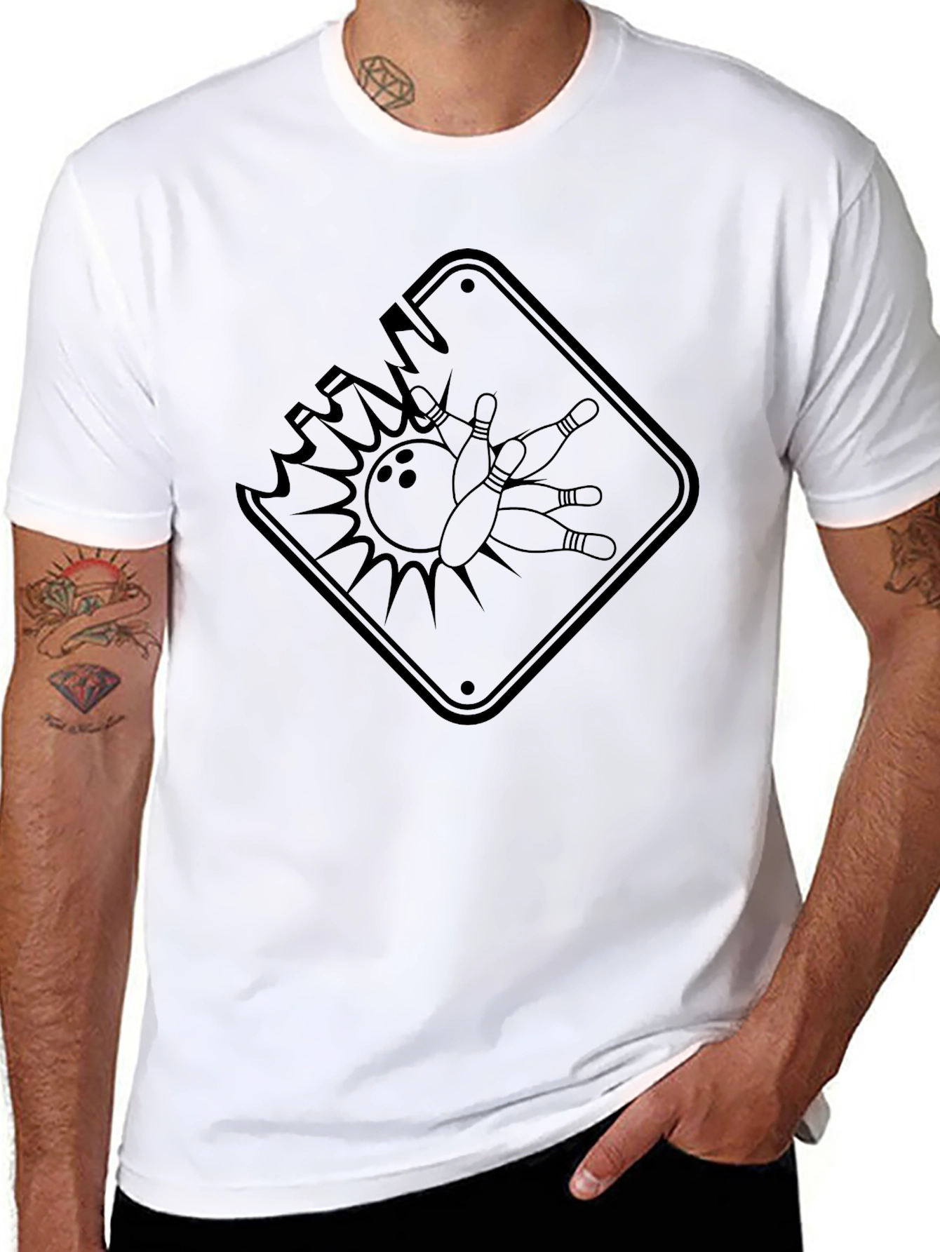 Bowling Strike Graphic Tee - Black