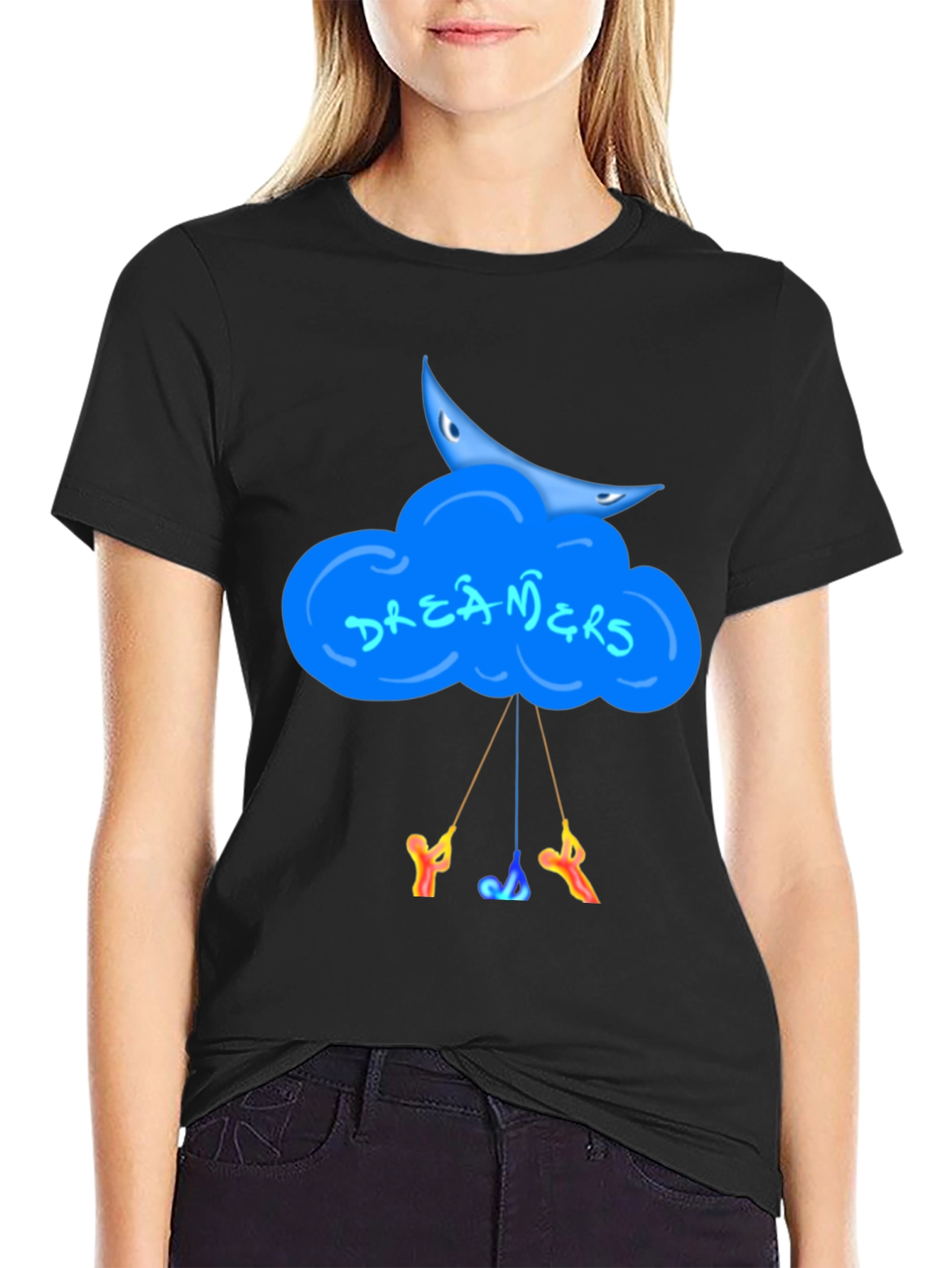 Dreamers Graphic Tee - Black Cotton Crew Neck