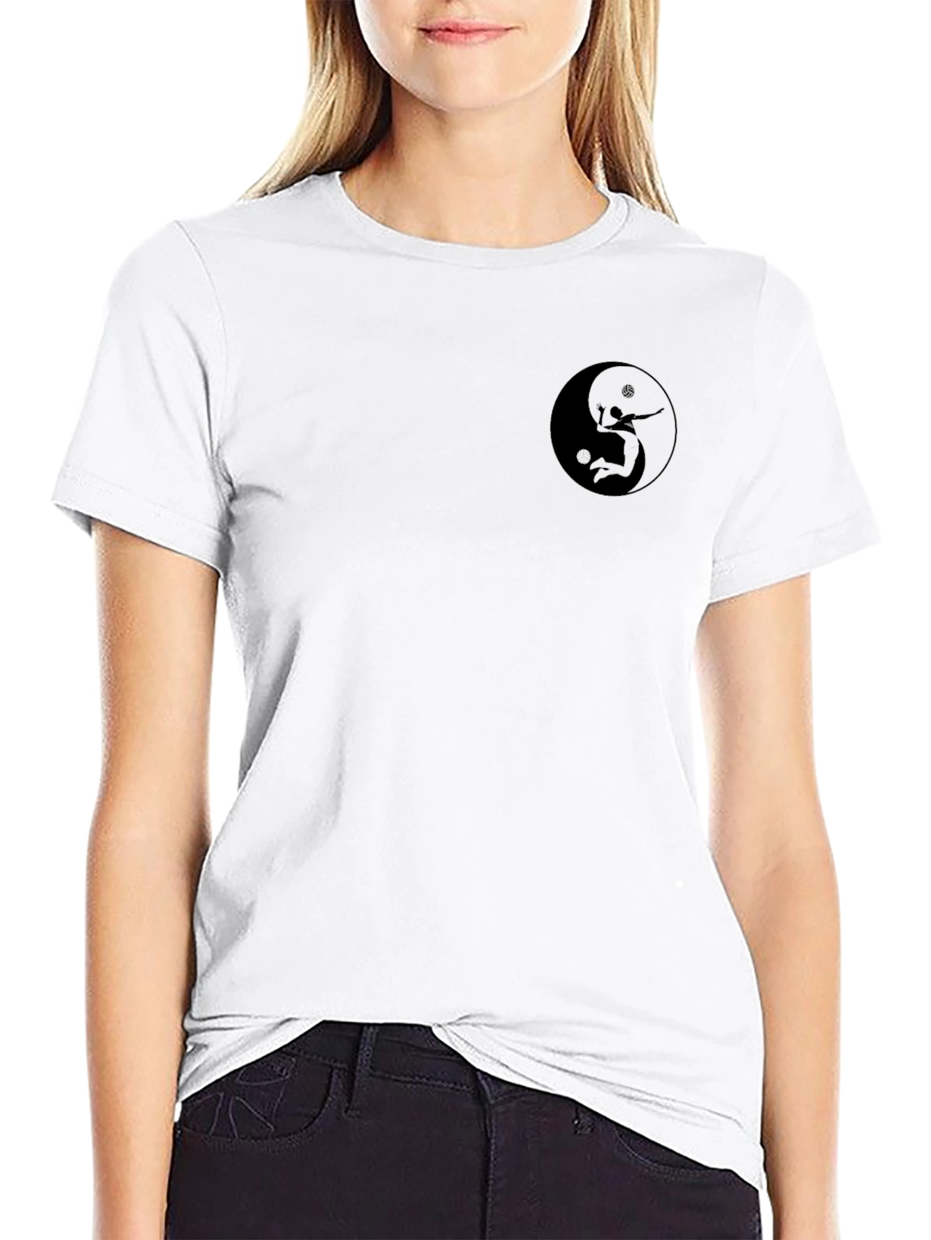 Yin Yang Volleyball Player Black T-Shirt