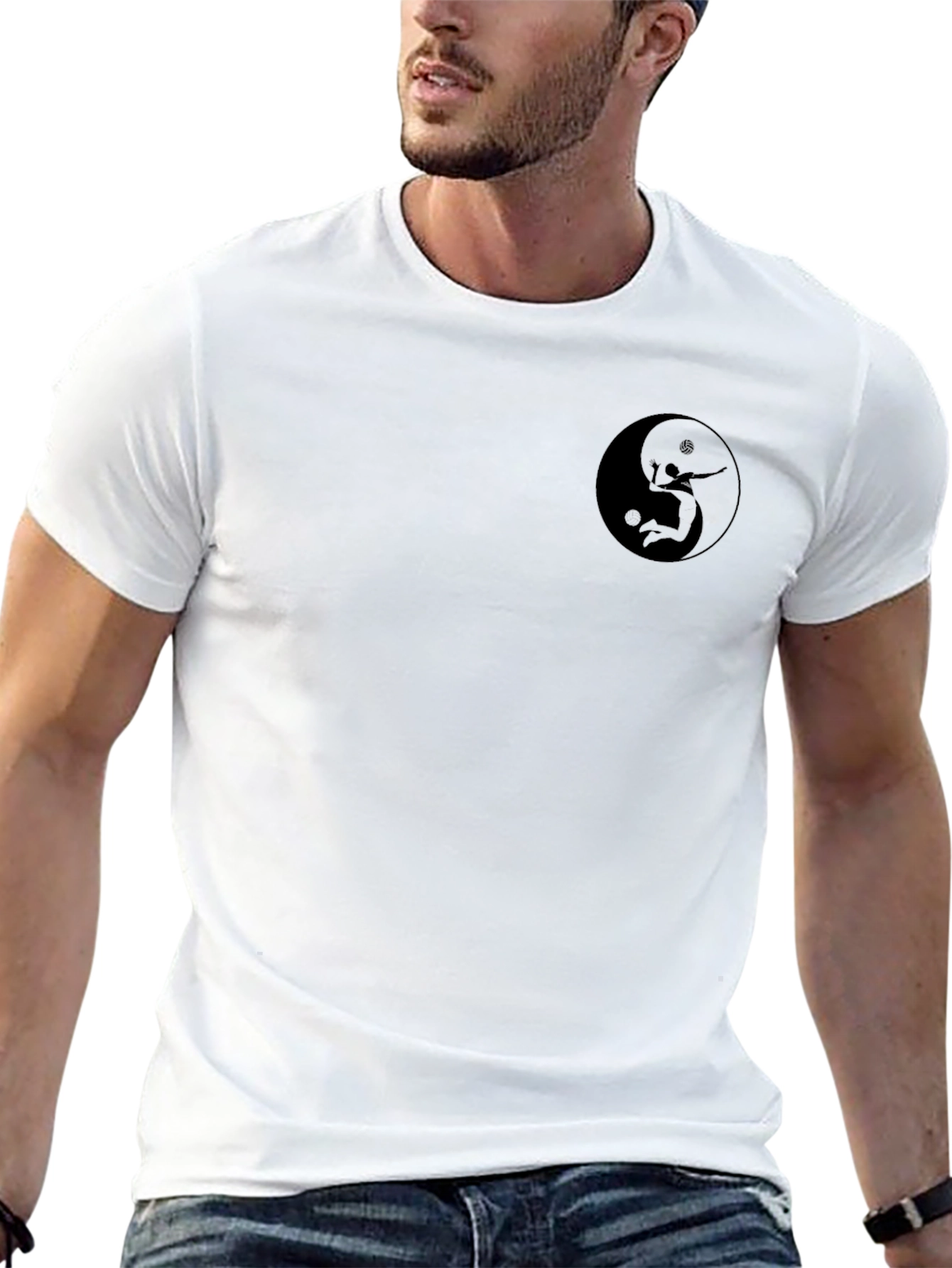 Yin Yang Volleyball Player Black T-Shirt