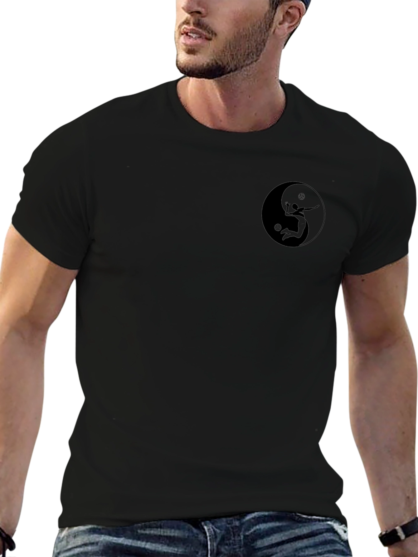 Yin Yang Volleyball Player Black T-Shirt