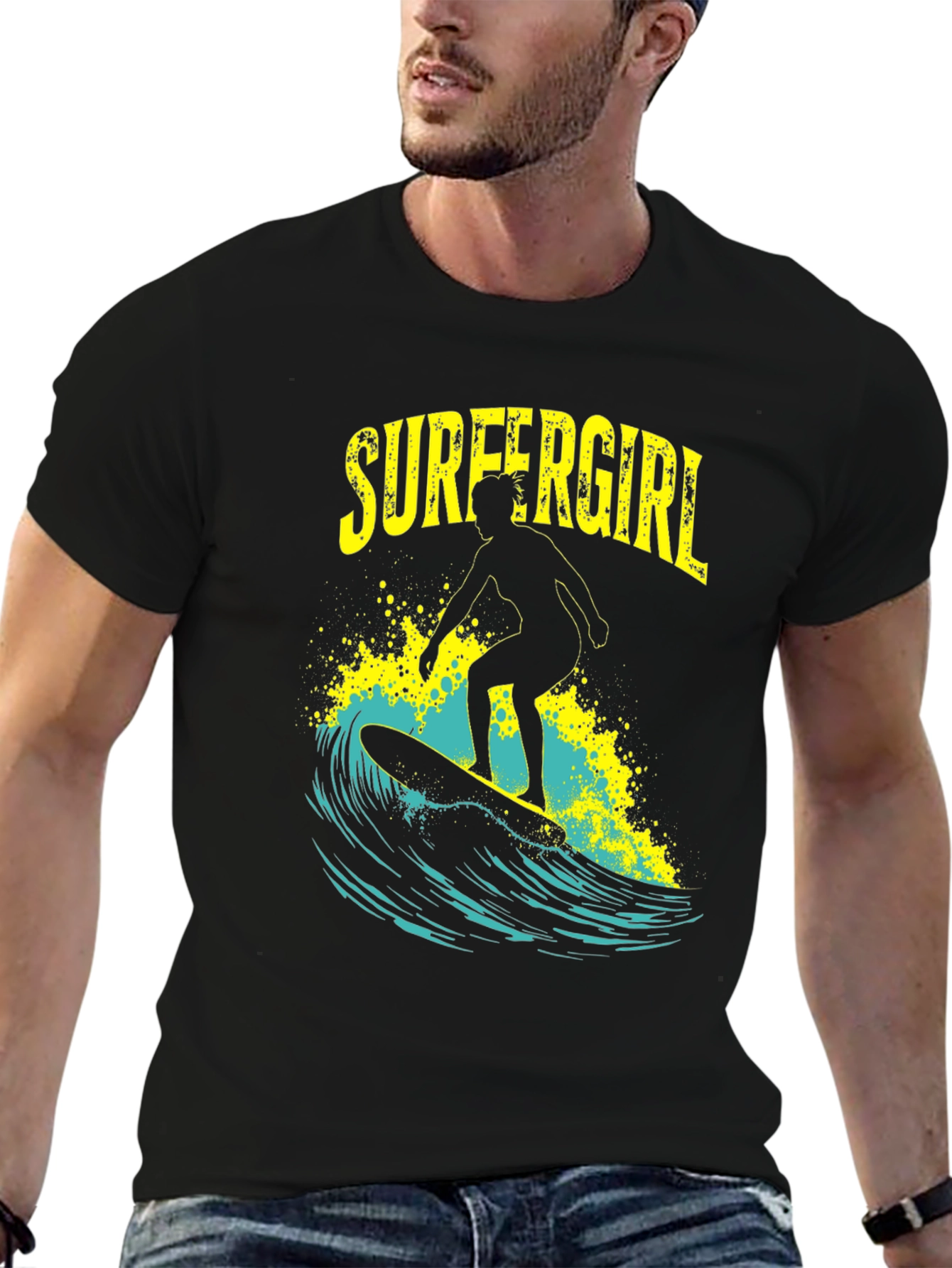 Surfer Girl T-Shirt - Black Graphic Tee
