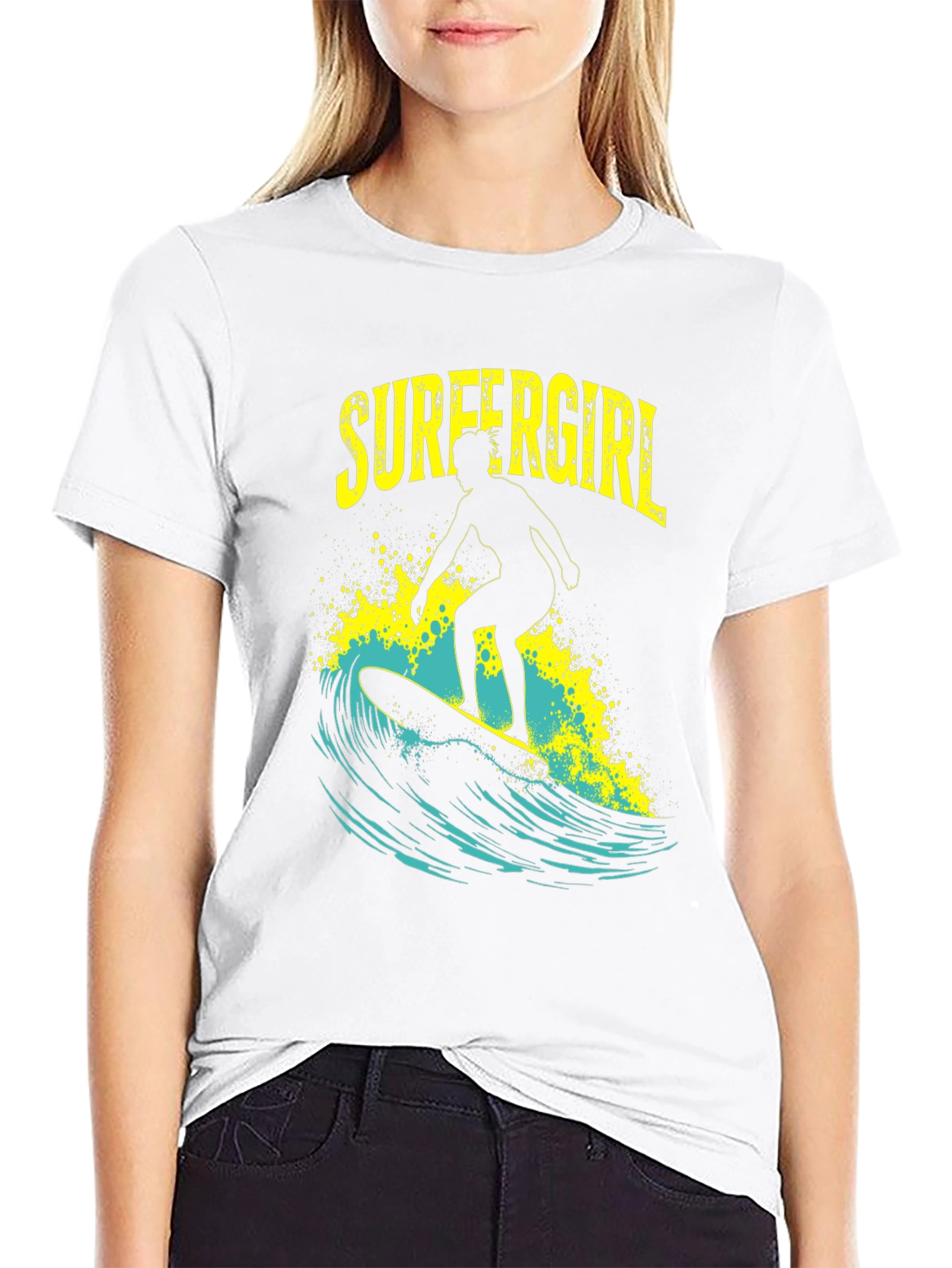 Surfer Girl T-Shirt - Black Graphic Tee