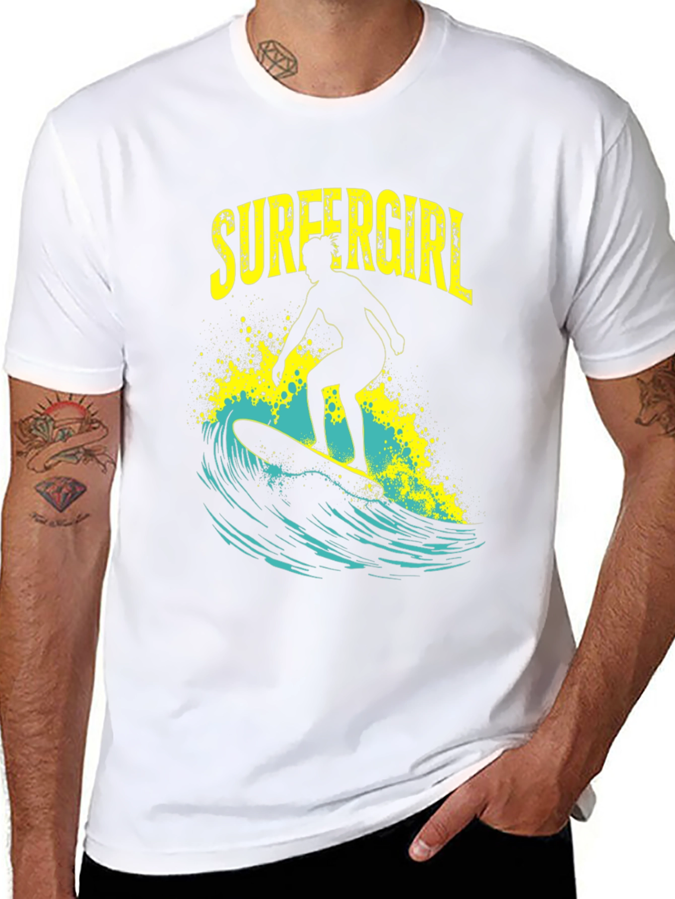 Surfer Girl T-Shirt - Black Graphic Tee