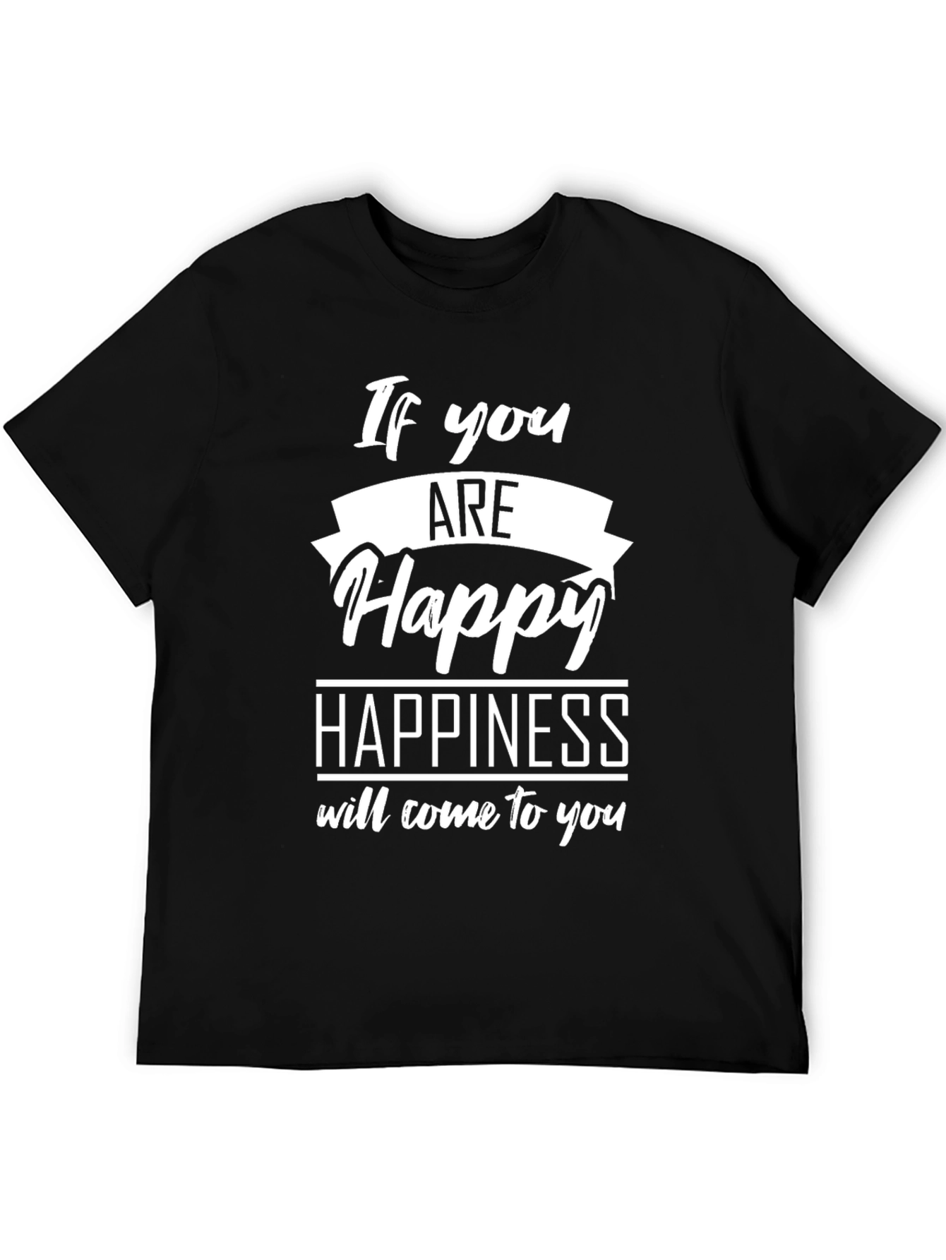 Happy Graphic Black T-Shirt - Inspirational Tee