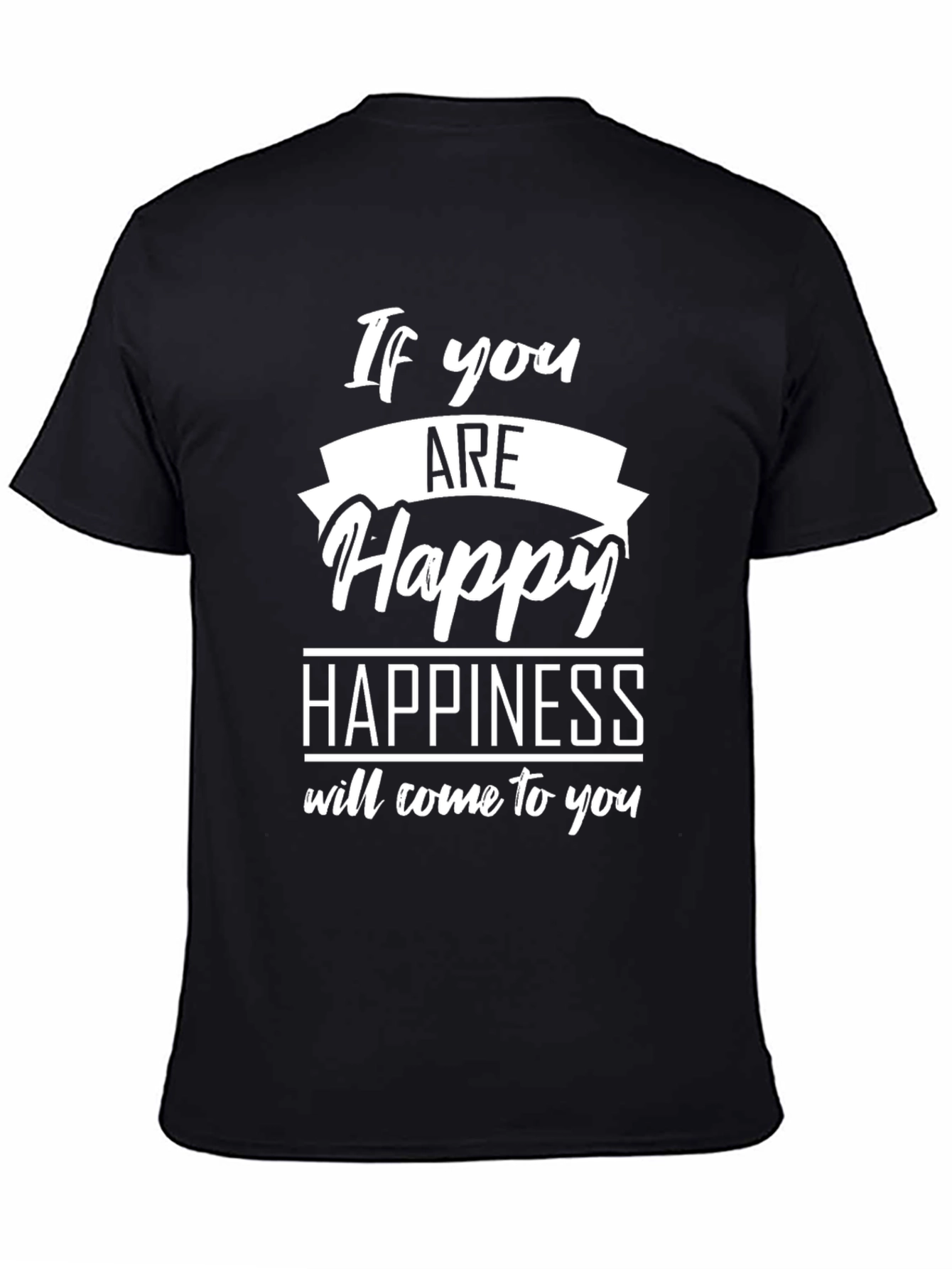 Happy Graphic Black T-Shirt - Inspirational Tee