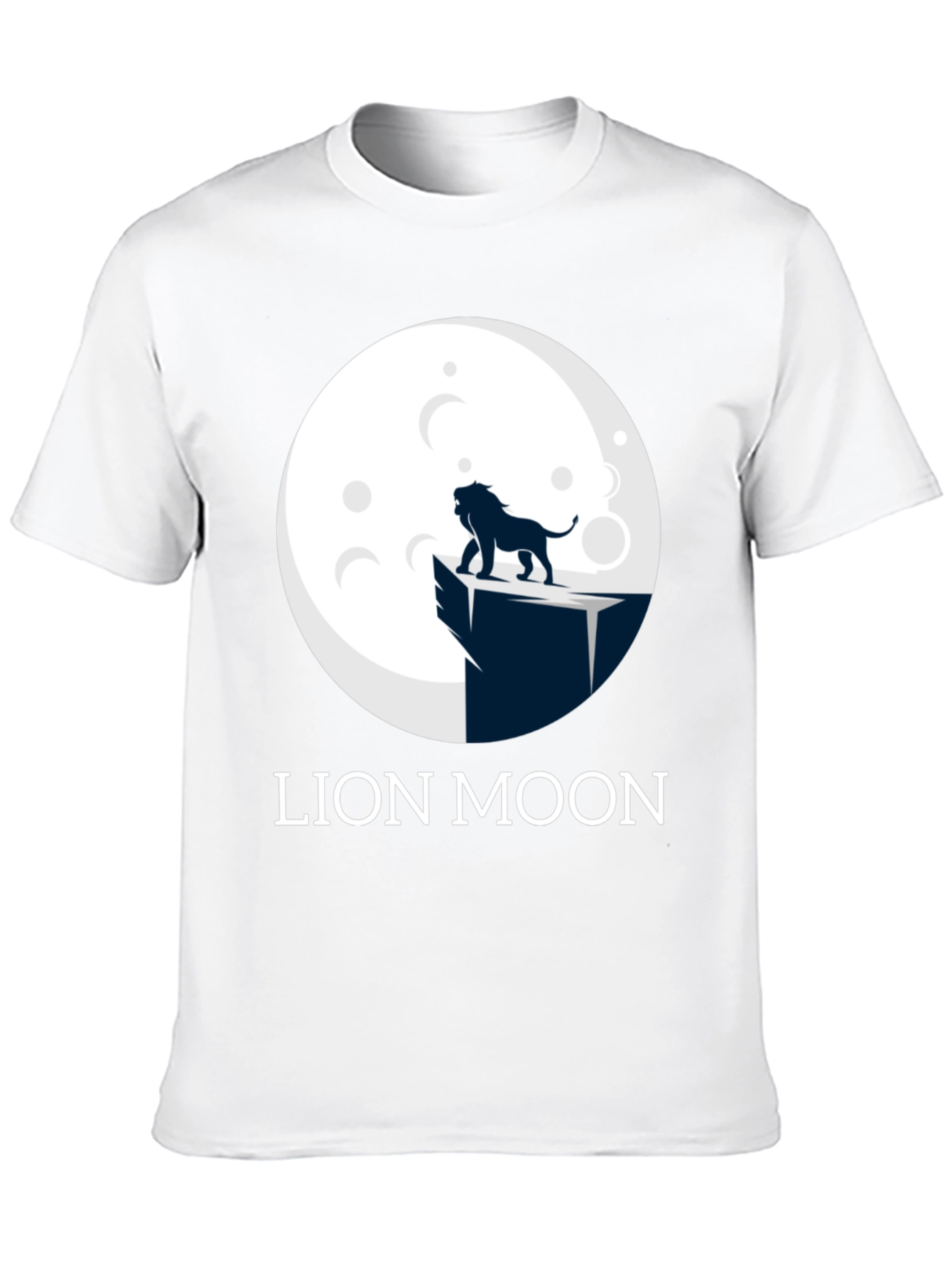 Lion Moon Graphic T-Shirt - Black Cotton Tee
