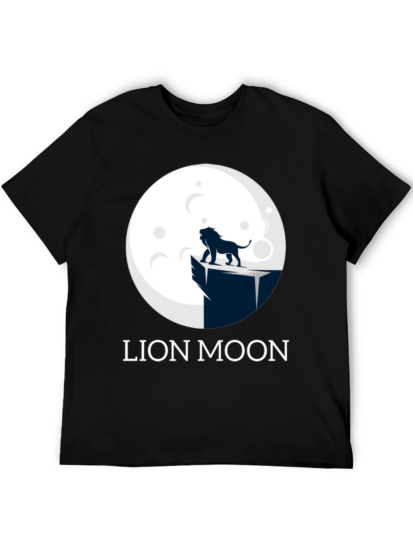 Lion Moon Graphic T-Shirt - Black Cotton Tee