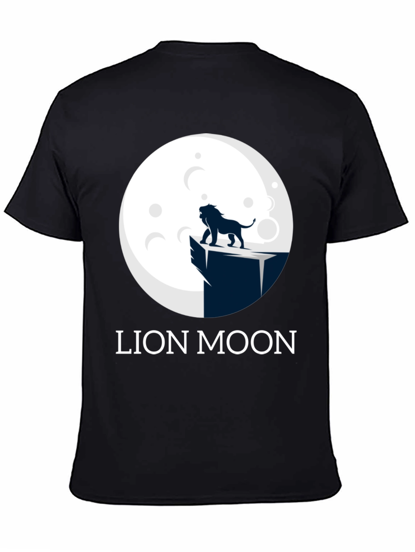 Lion Moon Graphic T-Shirt - Black Cotton Tee