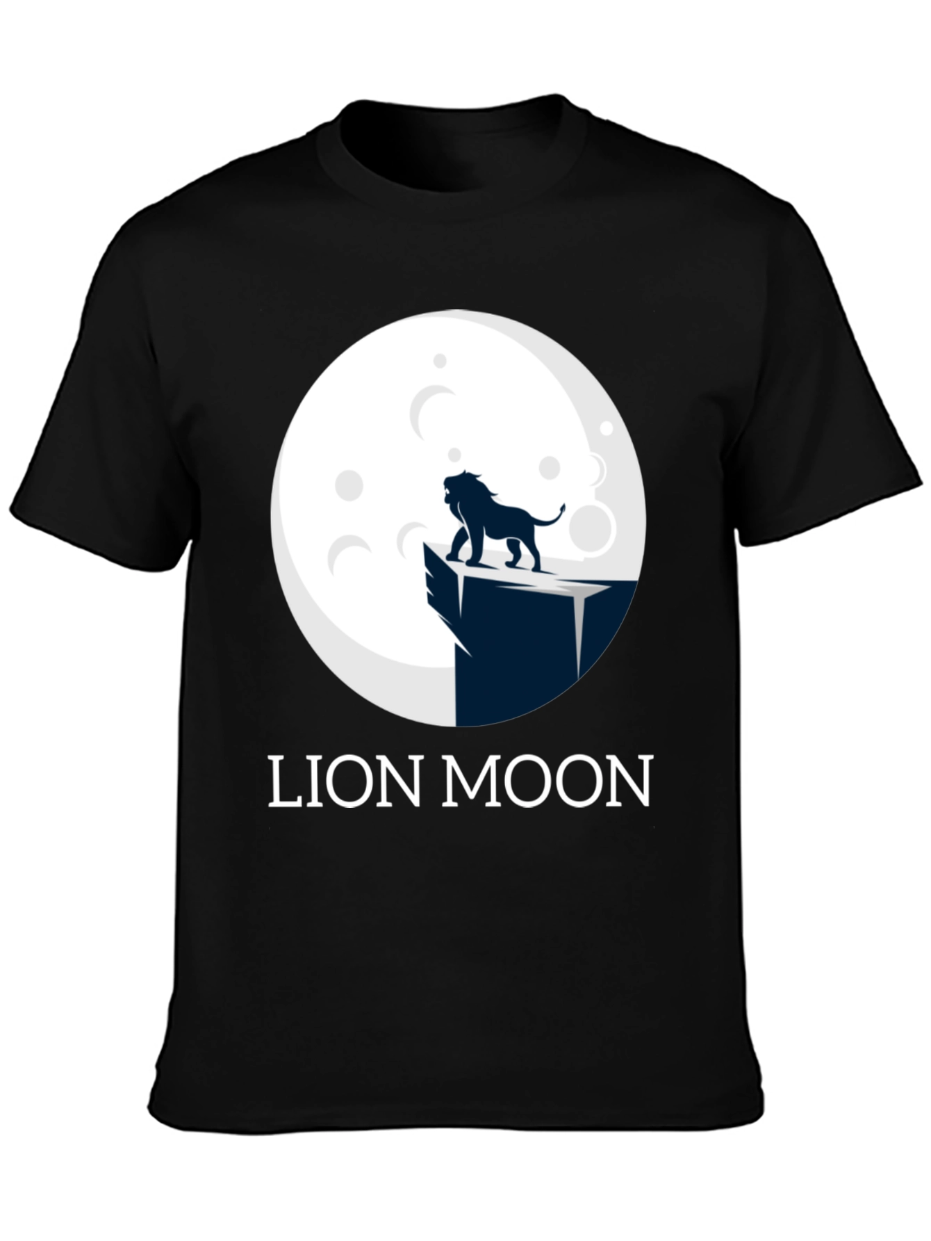 Lion Moon Graphic T-Shirt - Black Cotton Tee