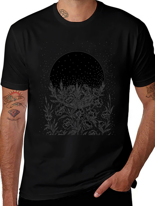 Black Floral Moon Graphic Tee