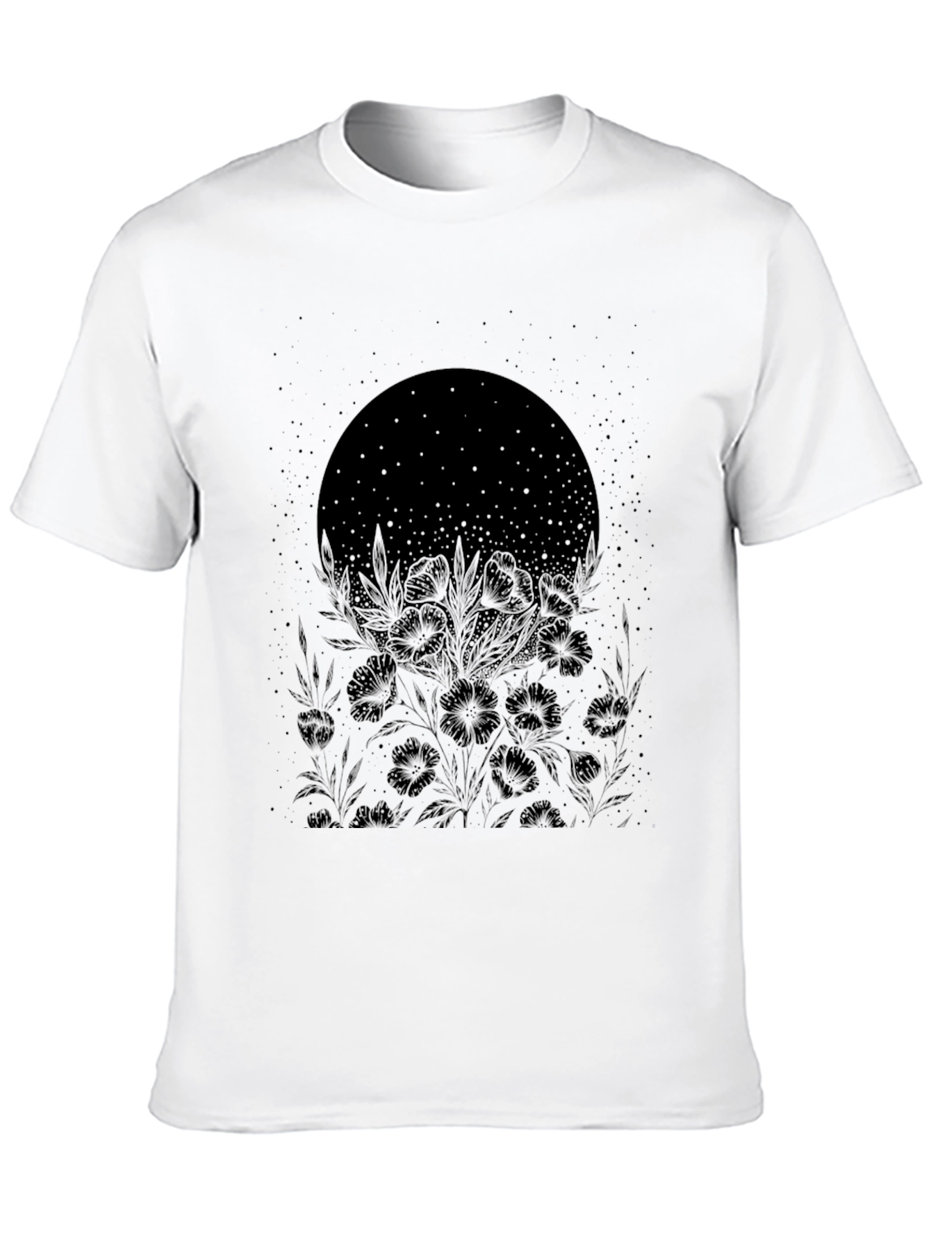 Black Floral Moon Graphic Tee