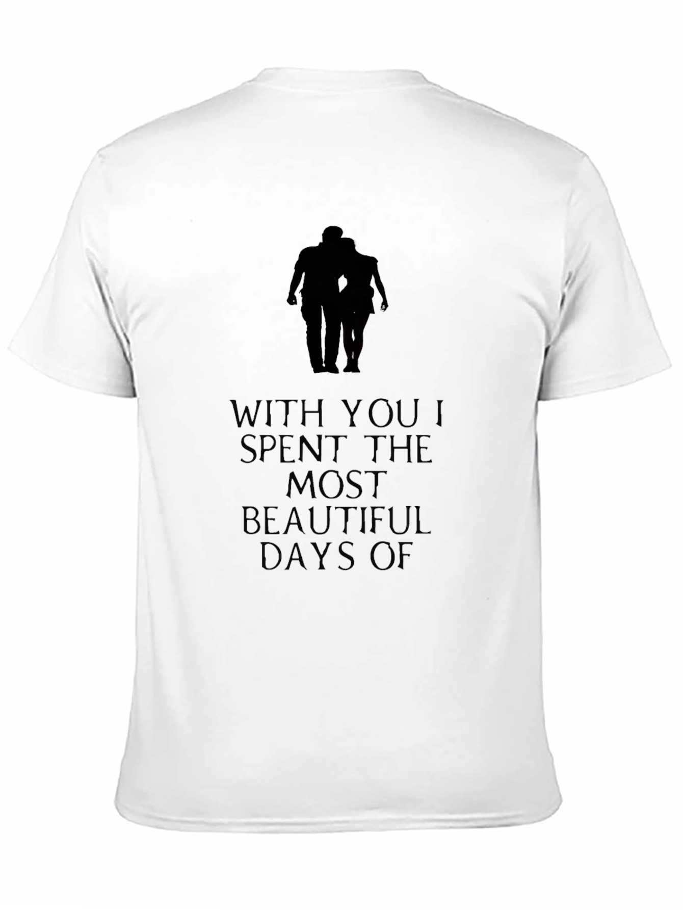 Romantic Couple Silhouette Graphic Tee - Black