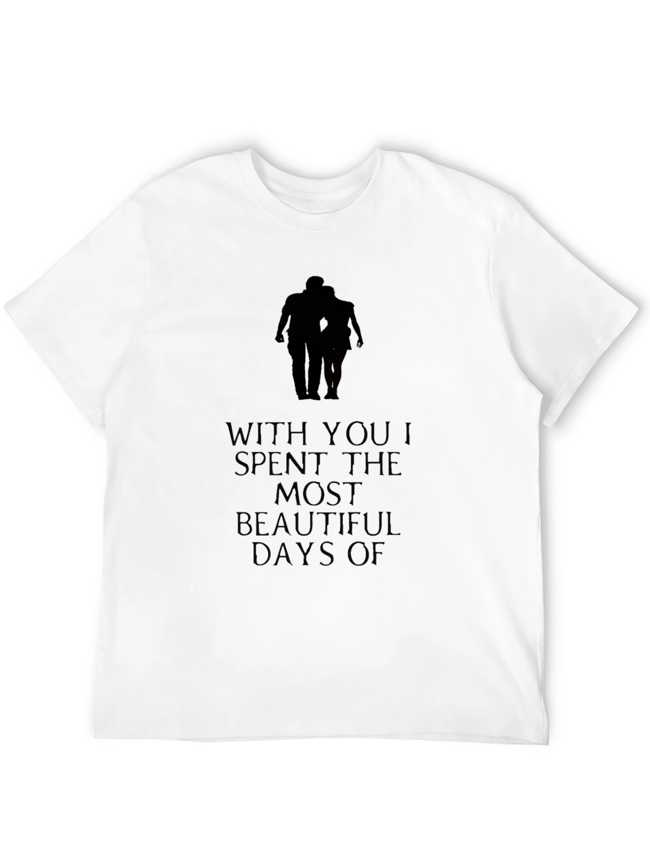 Romantic Couple Silhouette Graphic Tee - Black