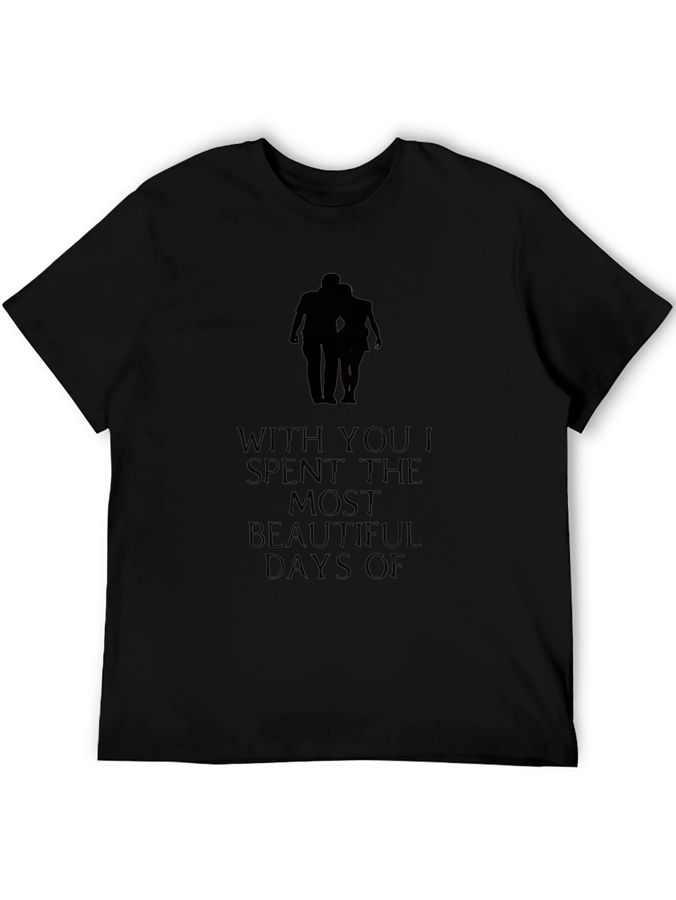 Romantic Couple Silhouette Graphic Tee - Black