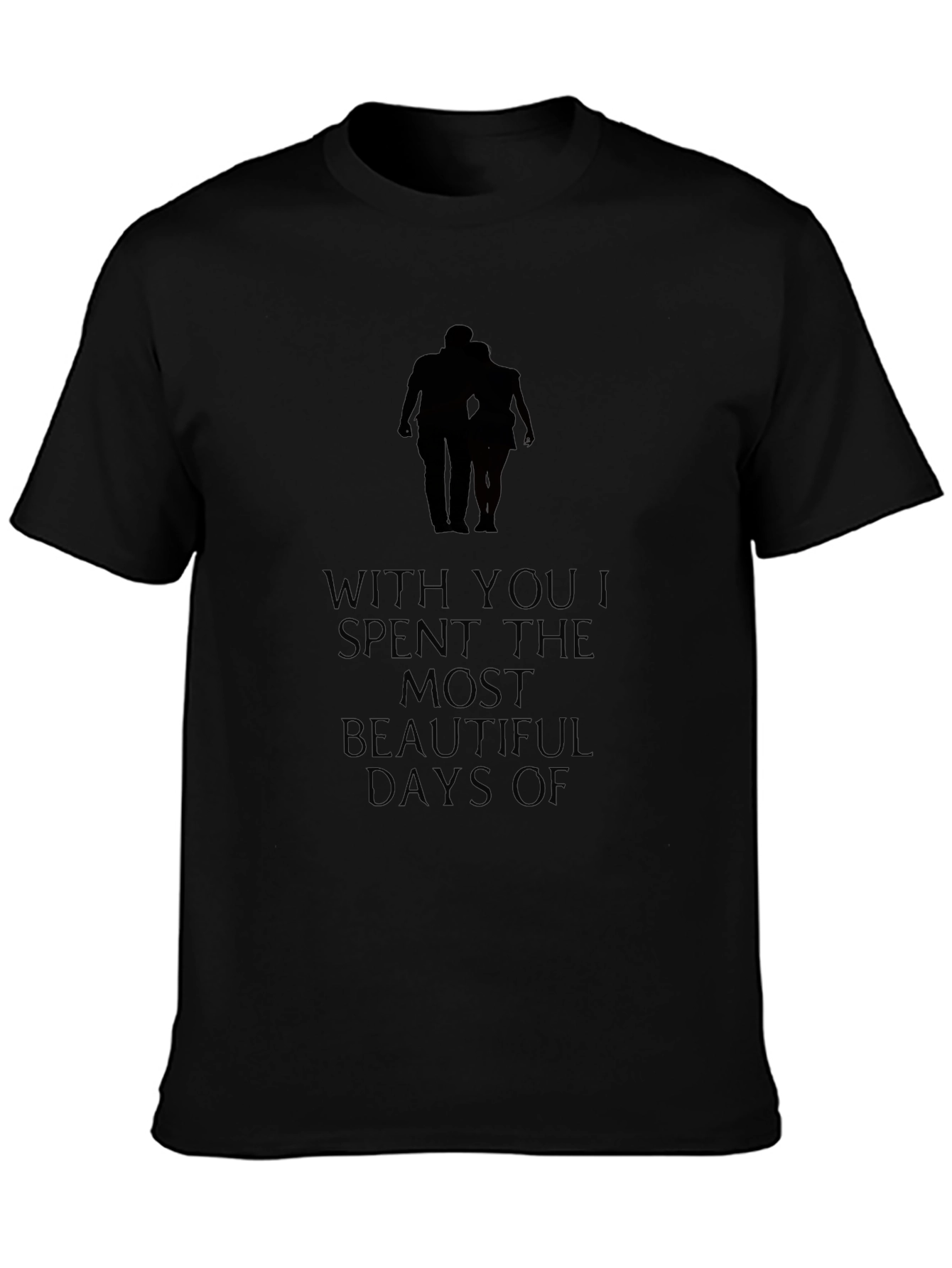 Romantic Couple Silhouette Graphic Tee - Black