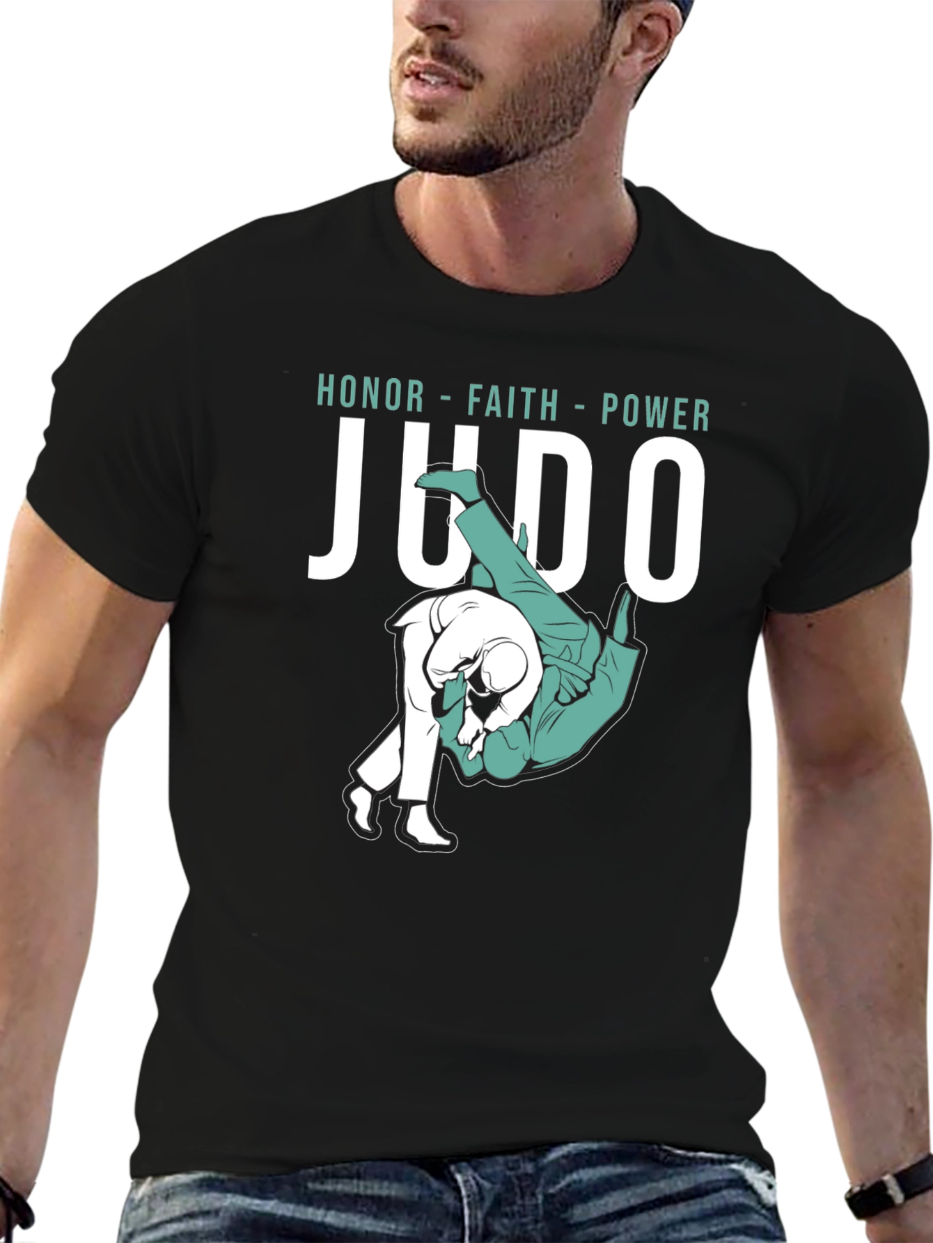 Judo Honor Faith Power Graphic Tee - Black