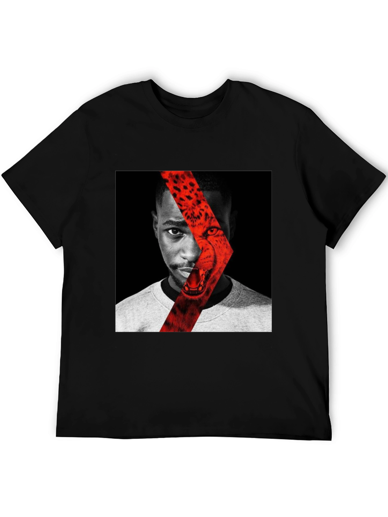 Graphic Print T-Shirt - Cheetah Portrait Design