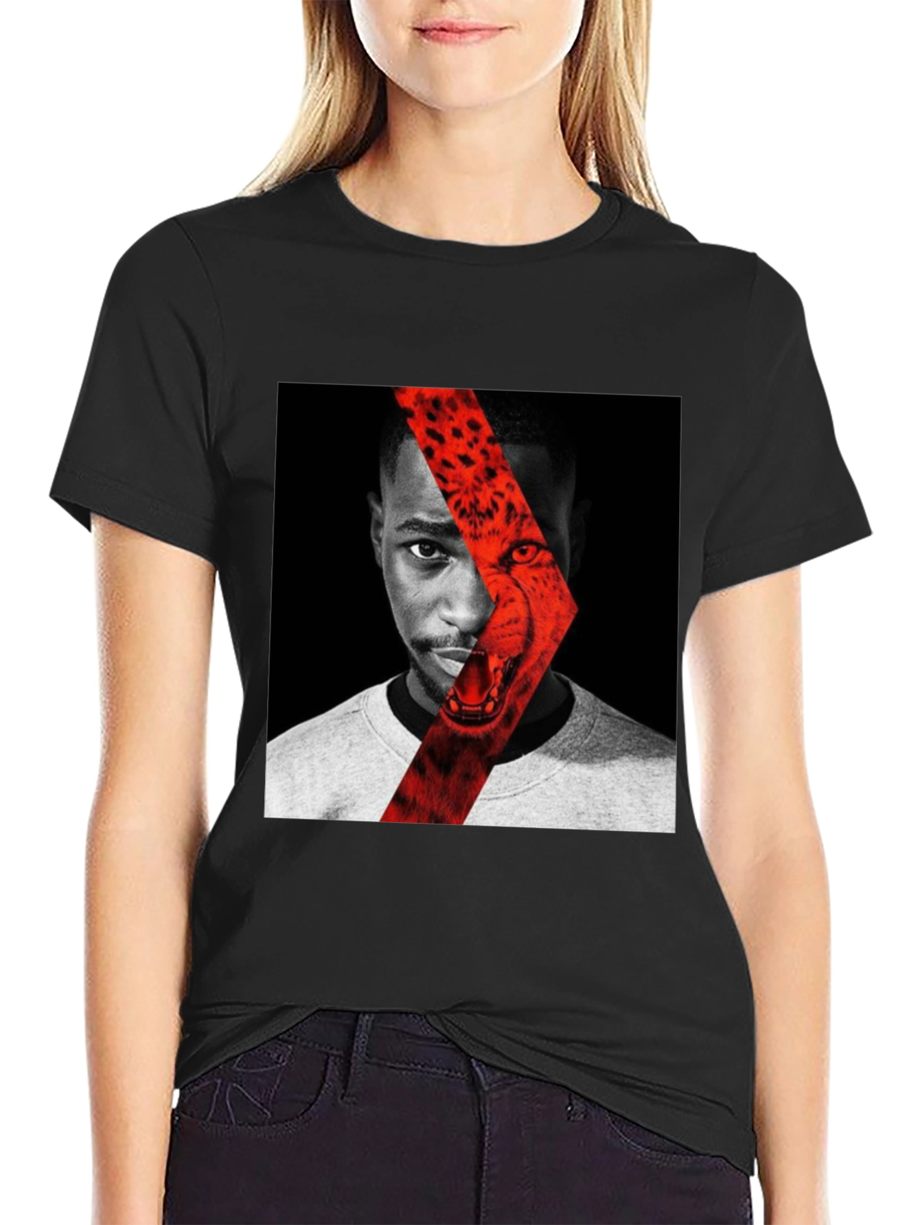 Graphic Print T-Shirt - Cheetah Portrait Design