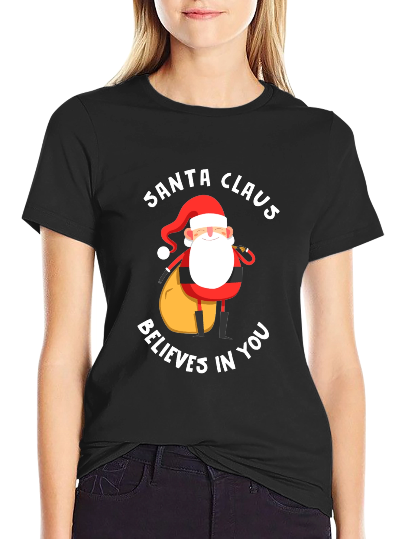 Santa Claus Believes In You Black T-Shirt