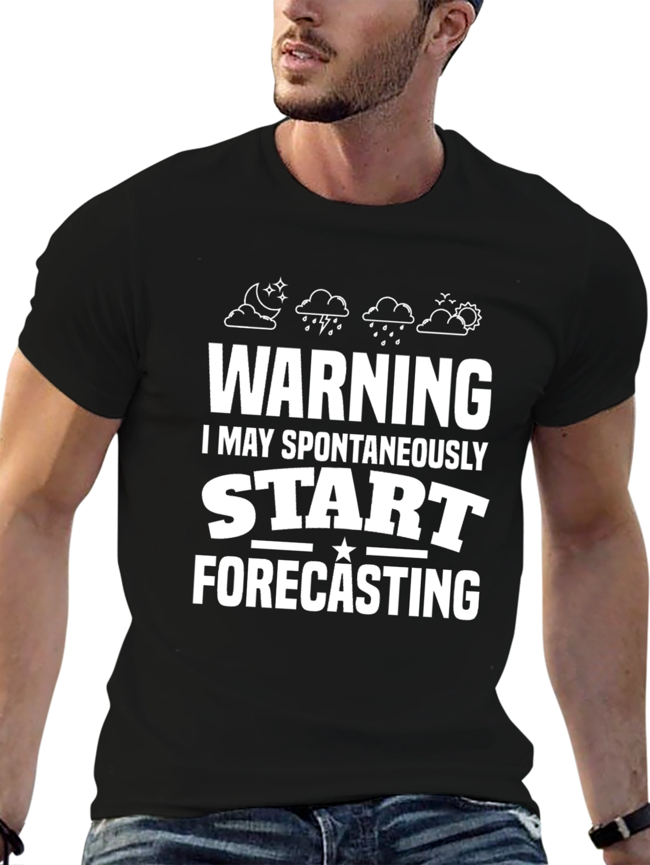 Warning Spontaneous Forecasting Black T-Shirt