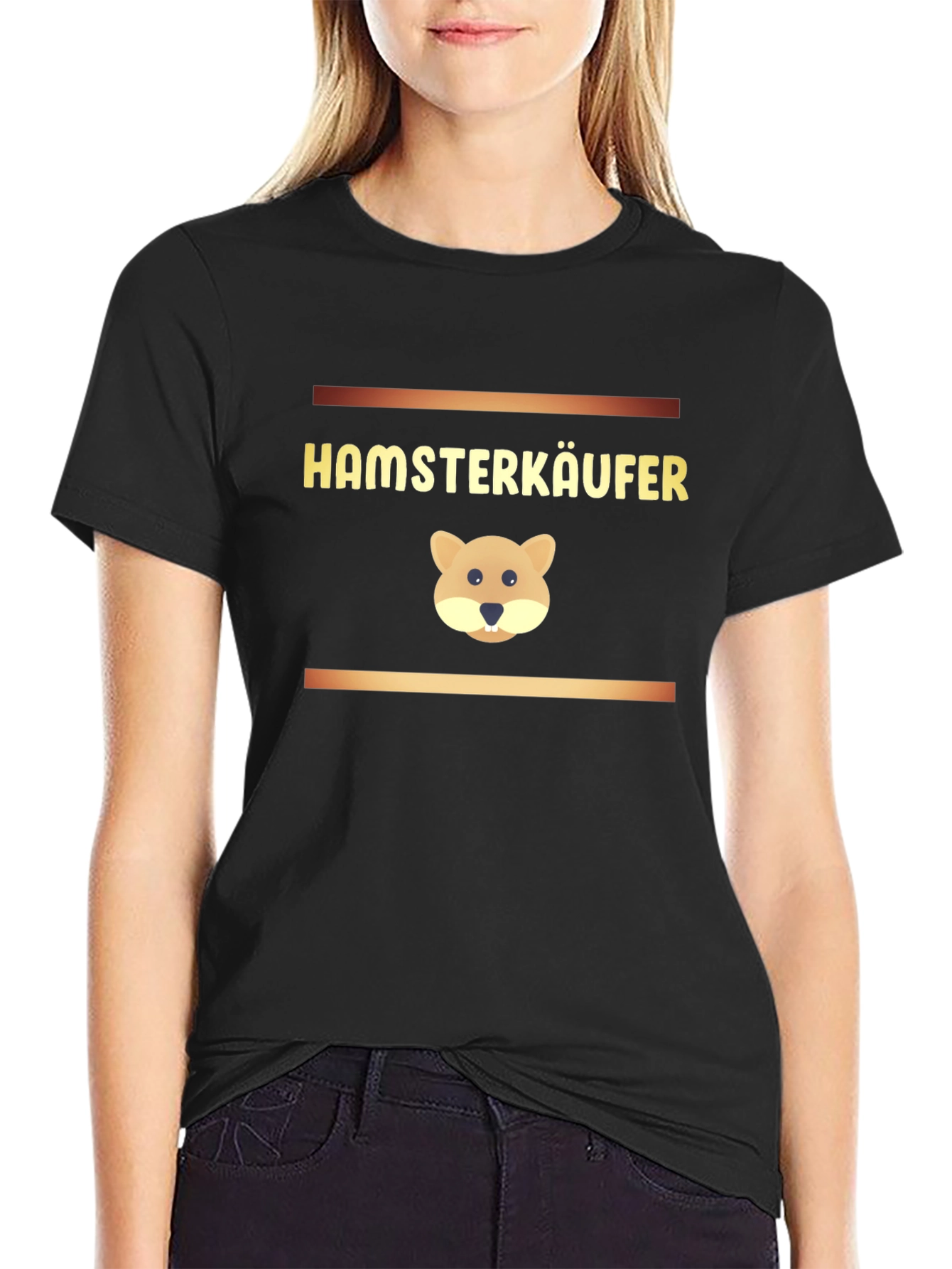 Hamsterkäufer Black T-Shirt with Hamster Design