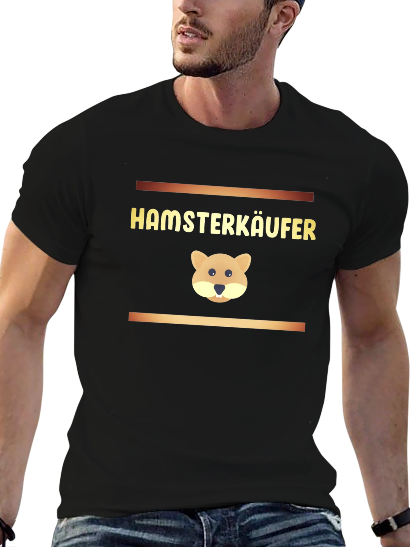 Hamsterkäufer Black T-Shirt with Hamster Design