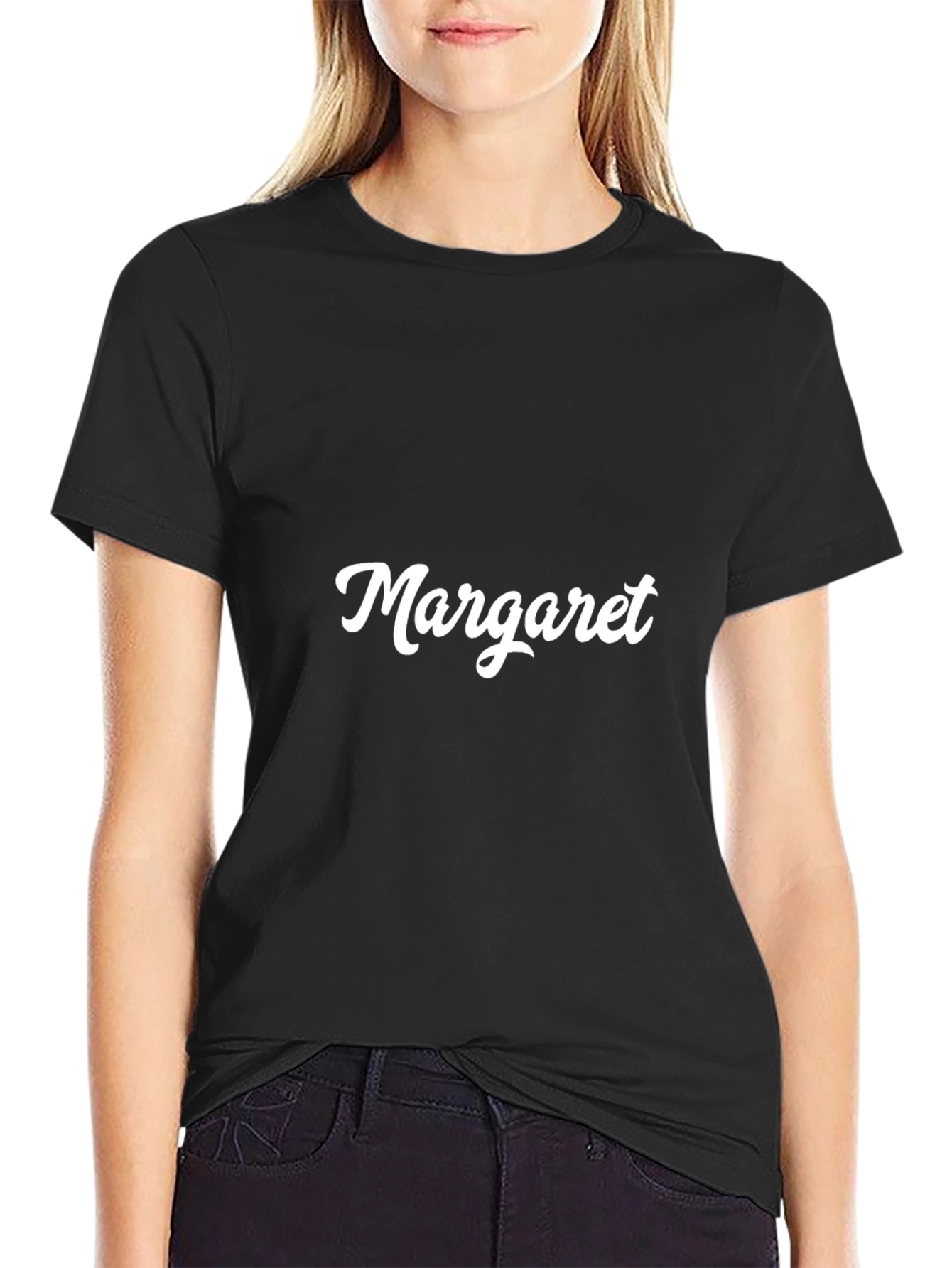 Margaret Custom Name Black T-Shirt