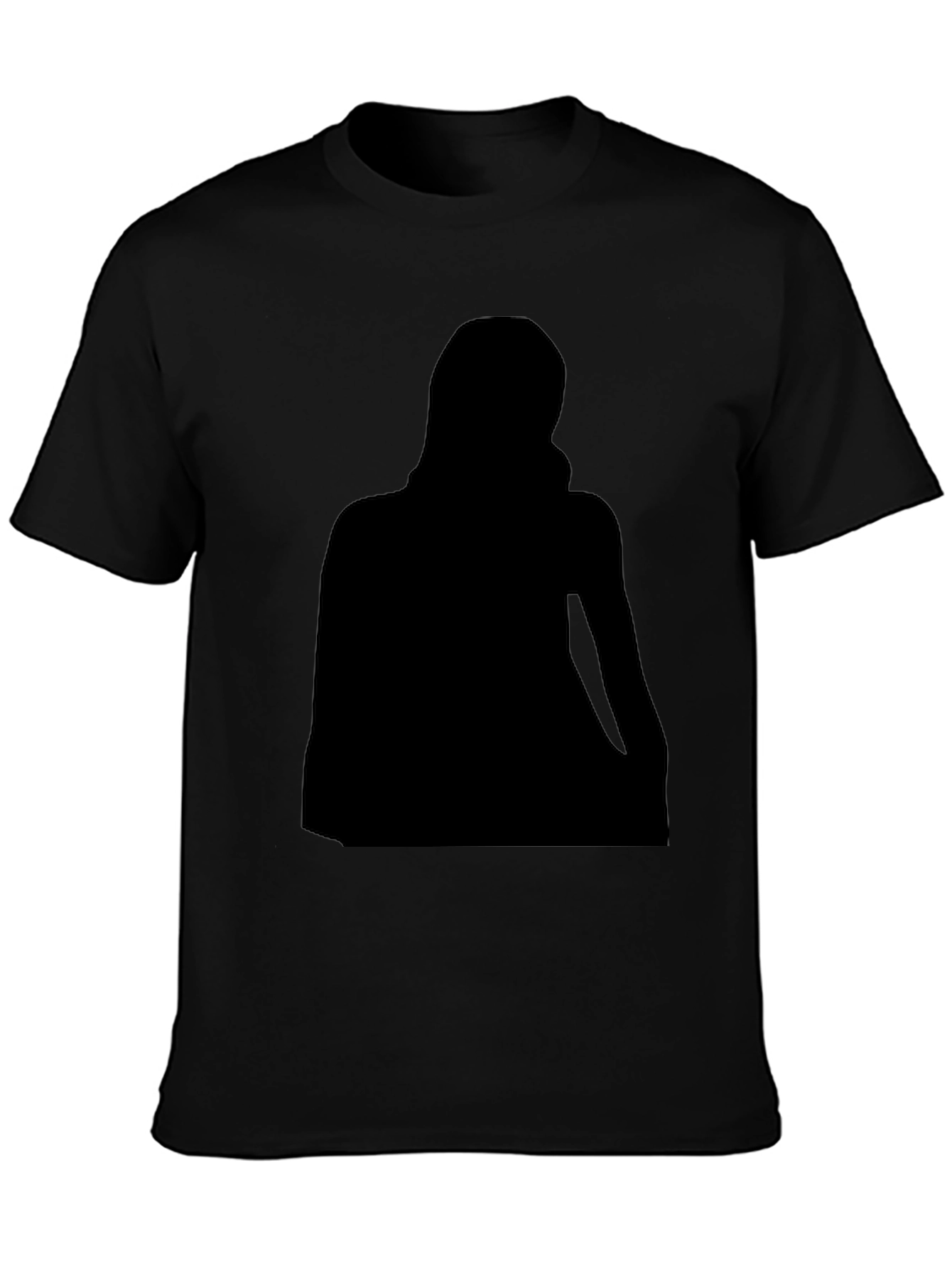 Black Crew Neck T-Shirt with Silhouette Graphic