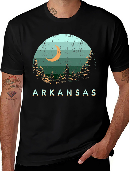 Arkansas Graphic Tee - Nature Scene Black T-Shirt
