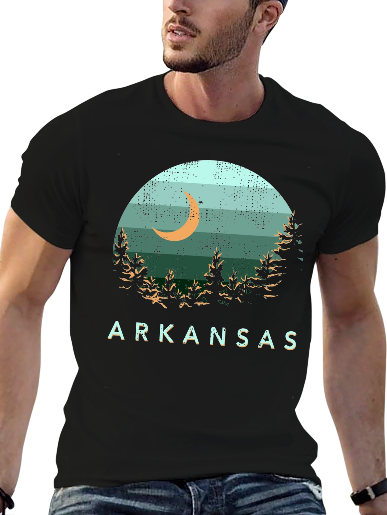 Arkansas Graphic Tee - Nature Scene Black T-Shirt