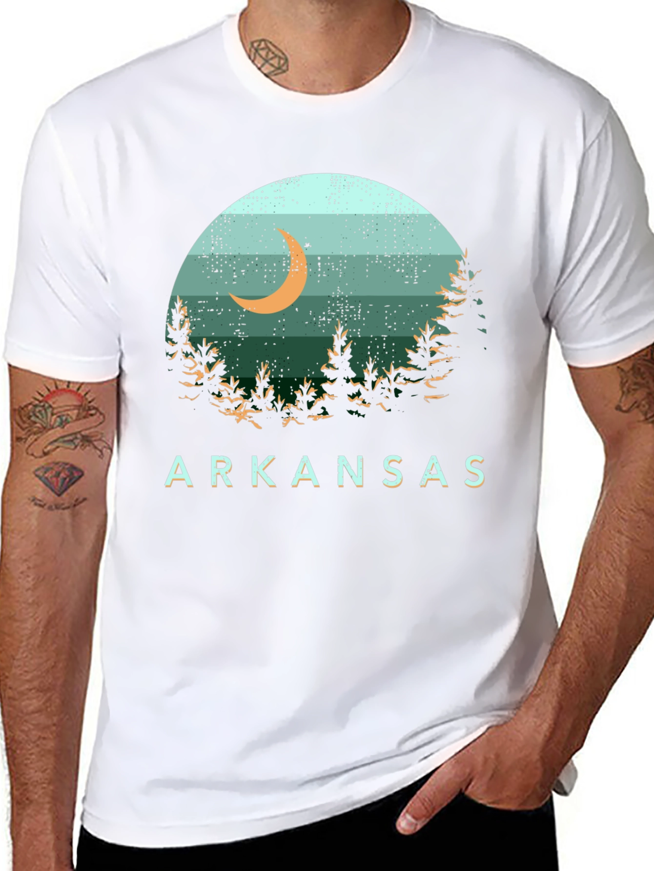Arkansas Graphic Tee - Nature Scene Black T-Shirt