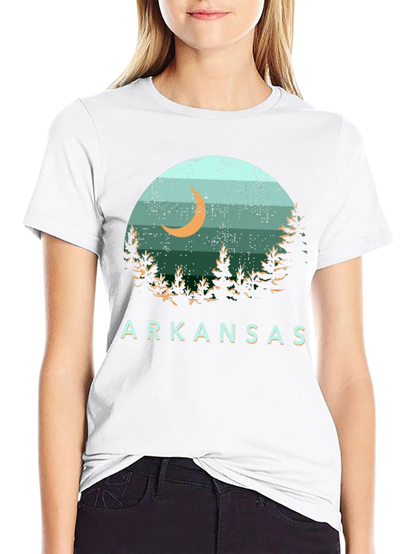 Arkansas Graphic Tee - Nature Scene Black T-Shirt