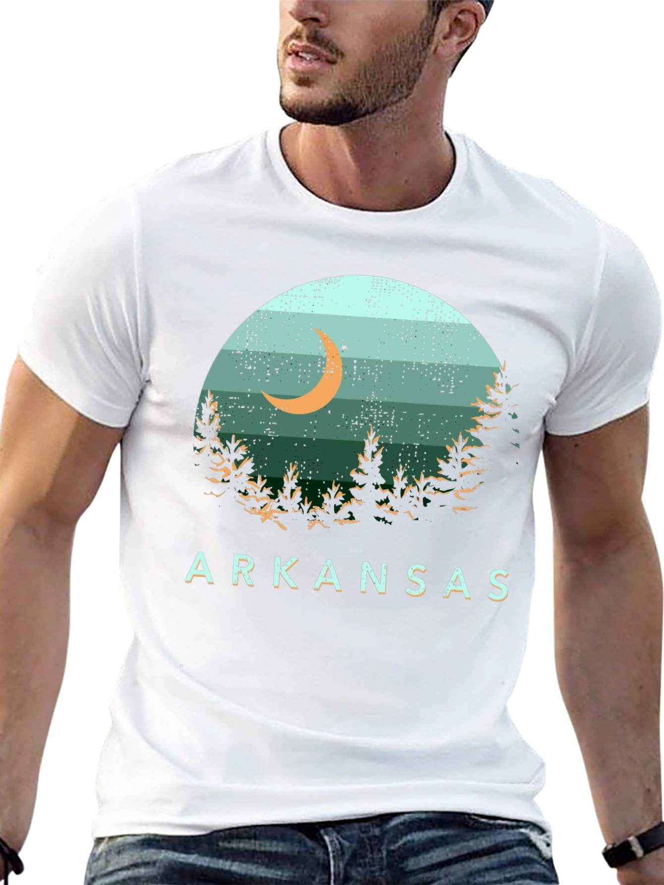 Arkansas Graphic Tee - Nature Scene Black T-Shirt