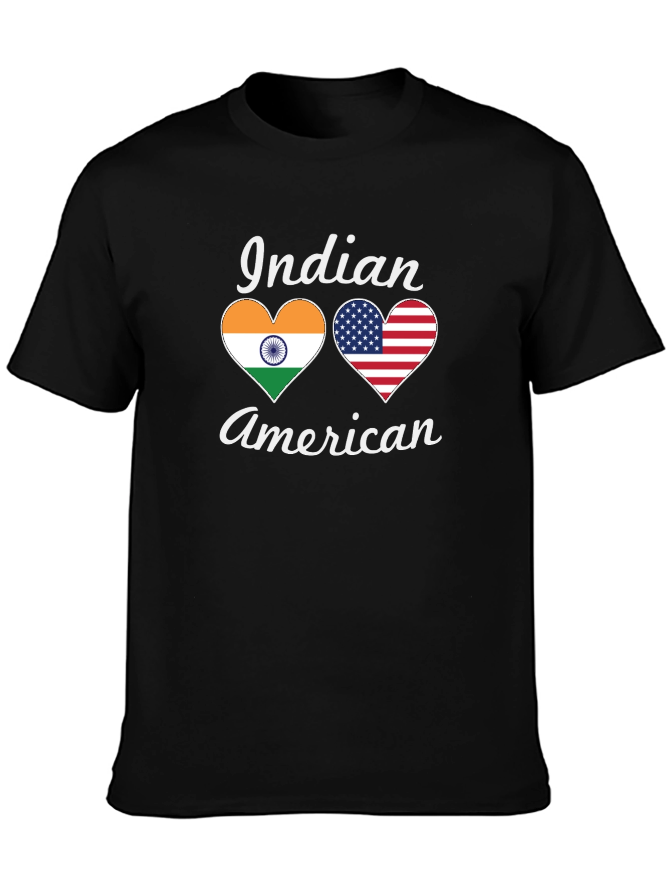 Indian American Pride T-Shirt Heart Flags