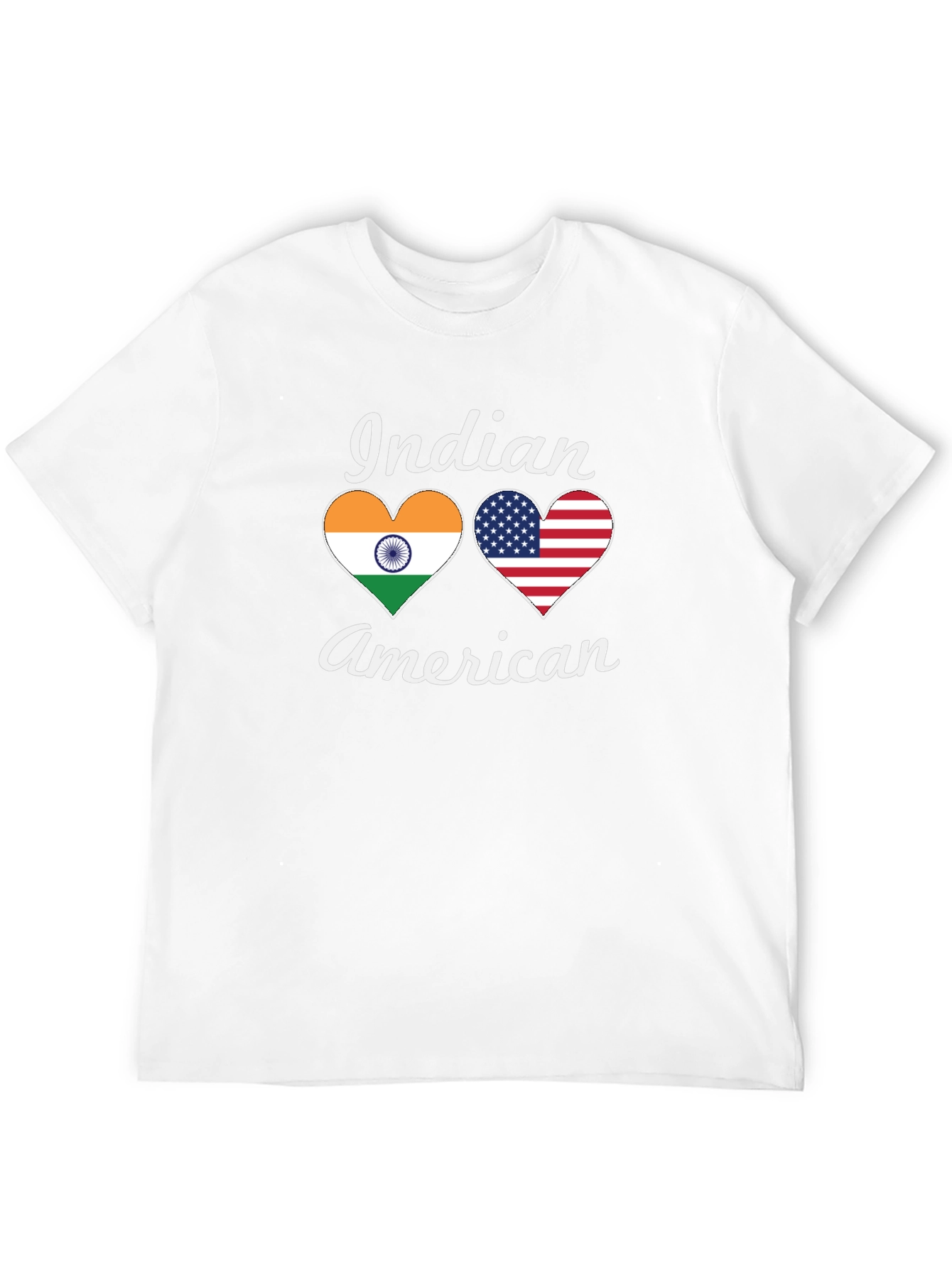 Indian American Pride T-Shirt Heart Flags