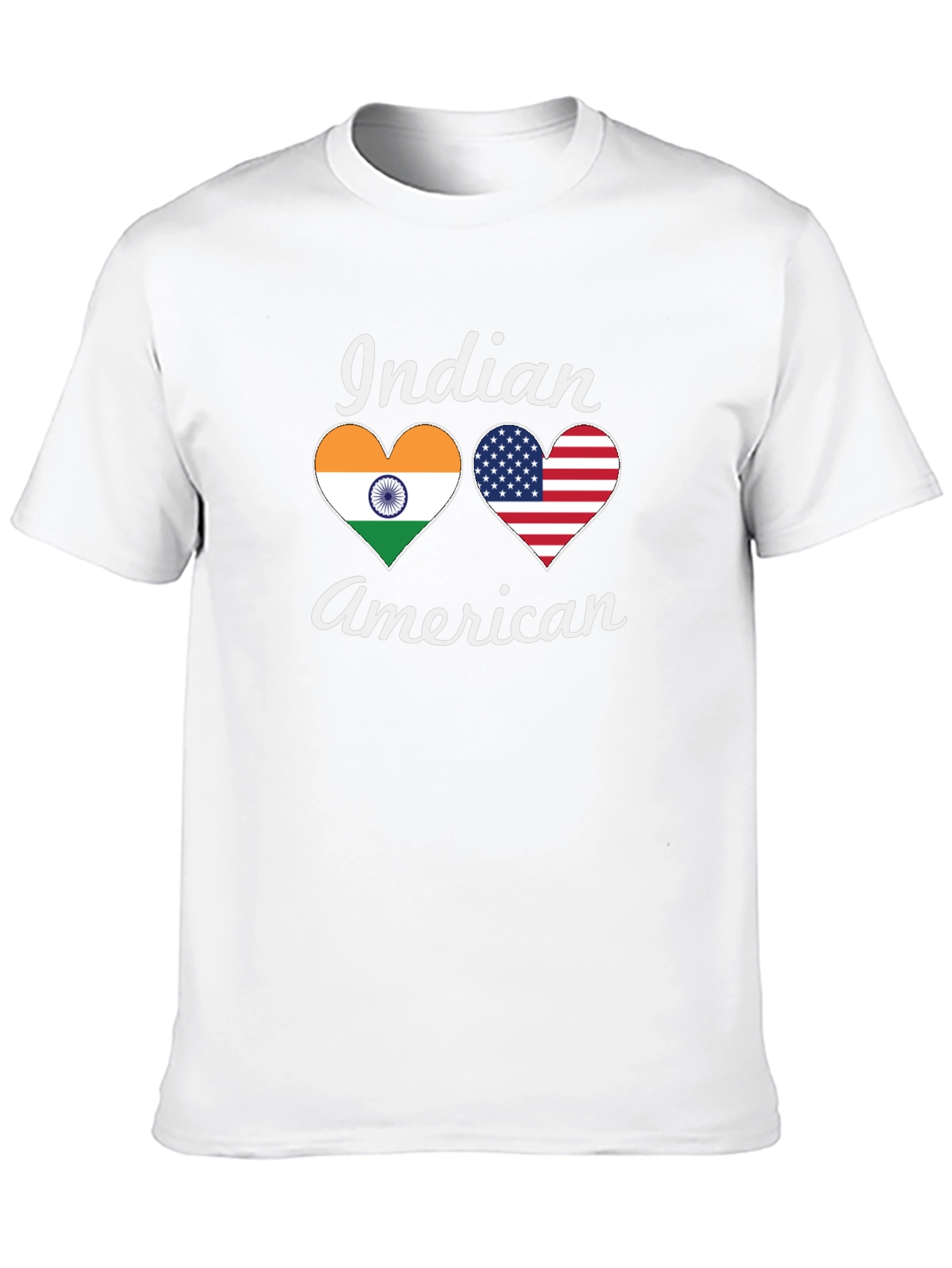 Indian American Pride T-Shirt Heart Flags