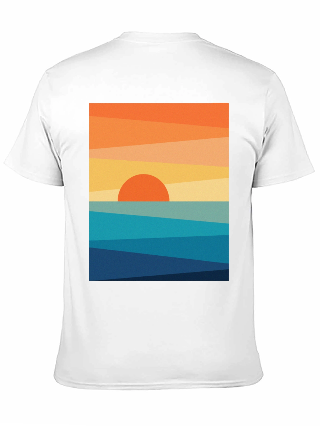 Geometric Sunset Graphic Tee - Modern Coastal Design